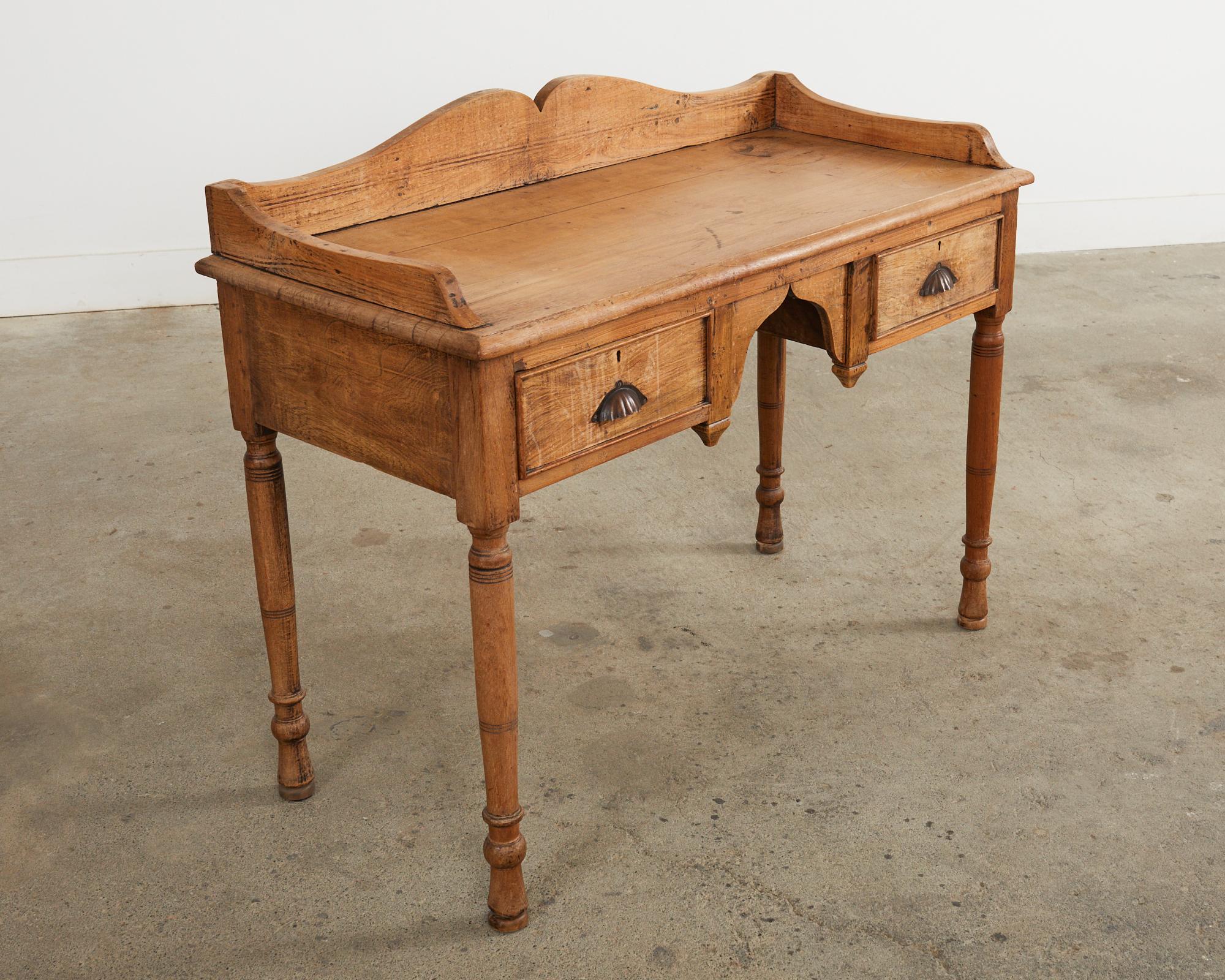 Country English Provincial Style Bleached Oak Writing Table Desk  5