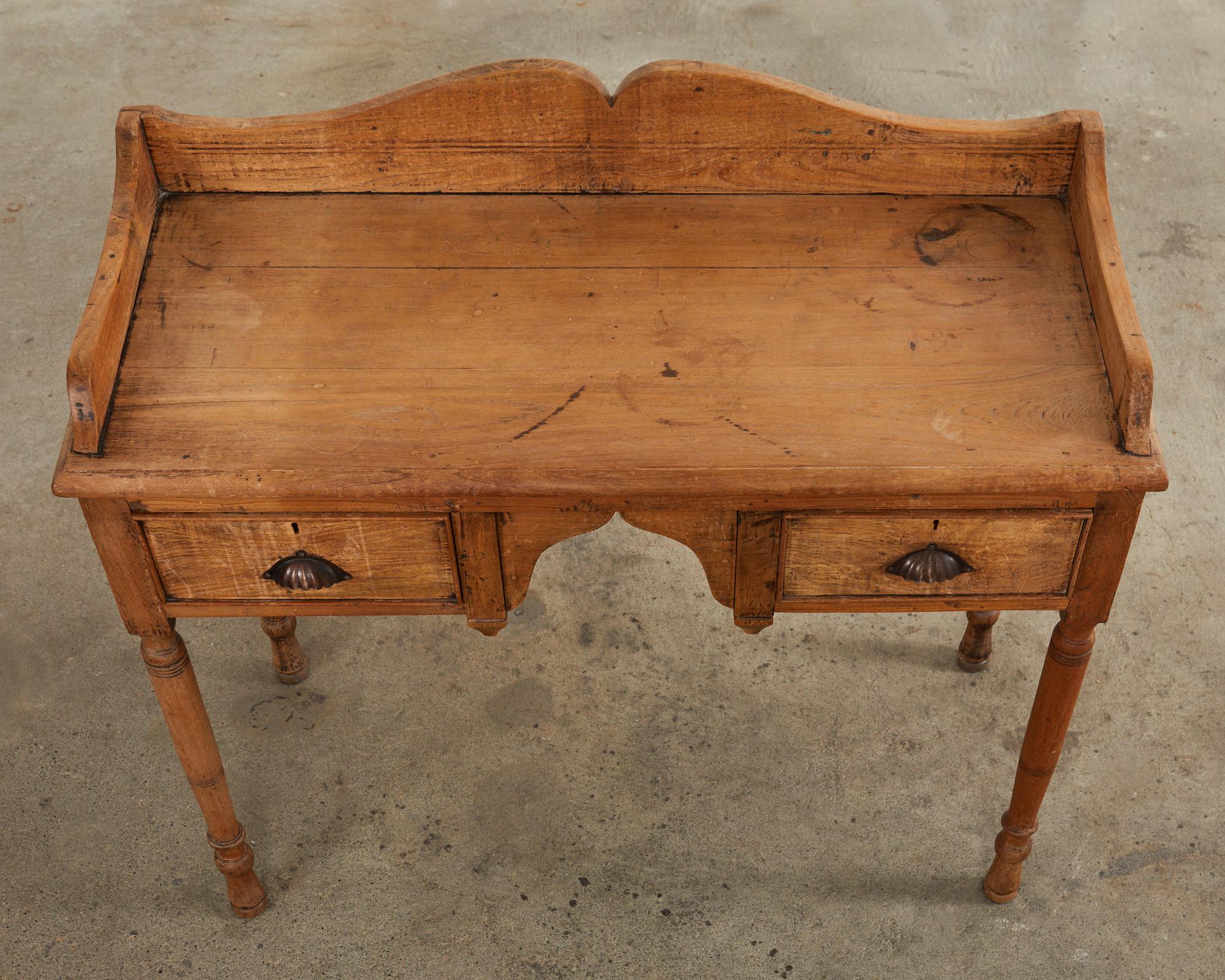 Country English Provincial Style Bleached Oak Writing Table Desk  In Good Condition In Rio Vista, CA