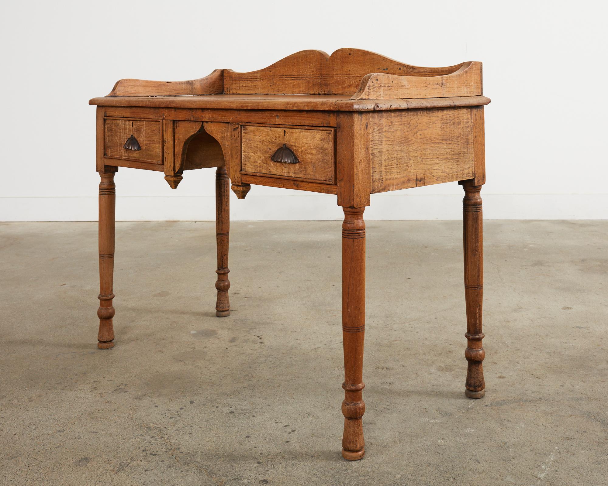 20th Century Country English Provincial Style Bleached Oak Writing Table Desk 