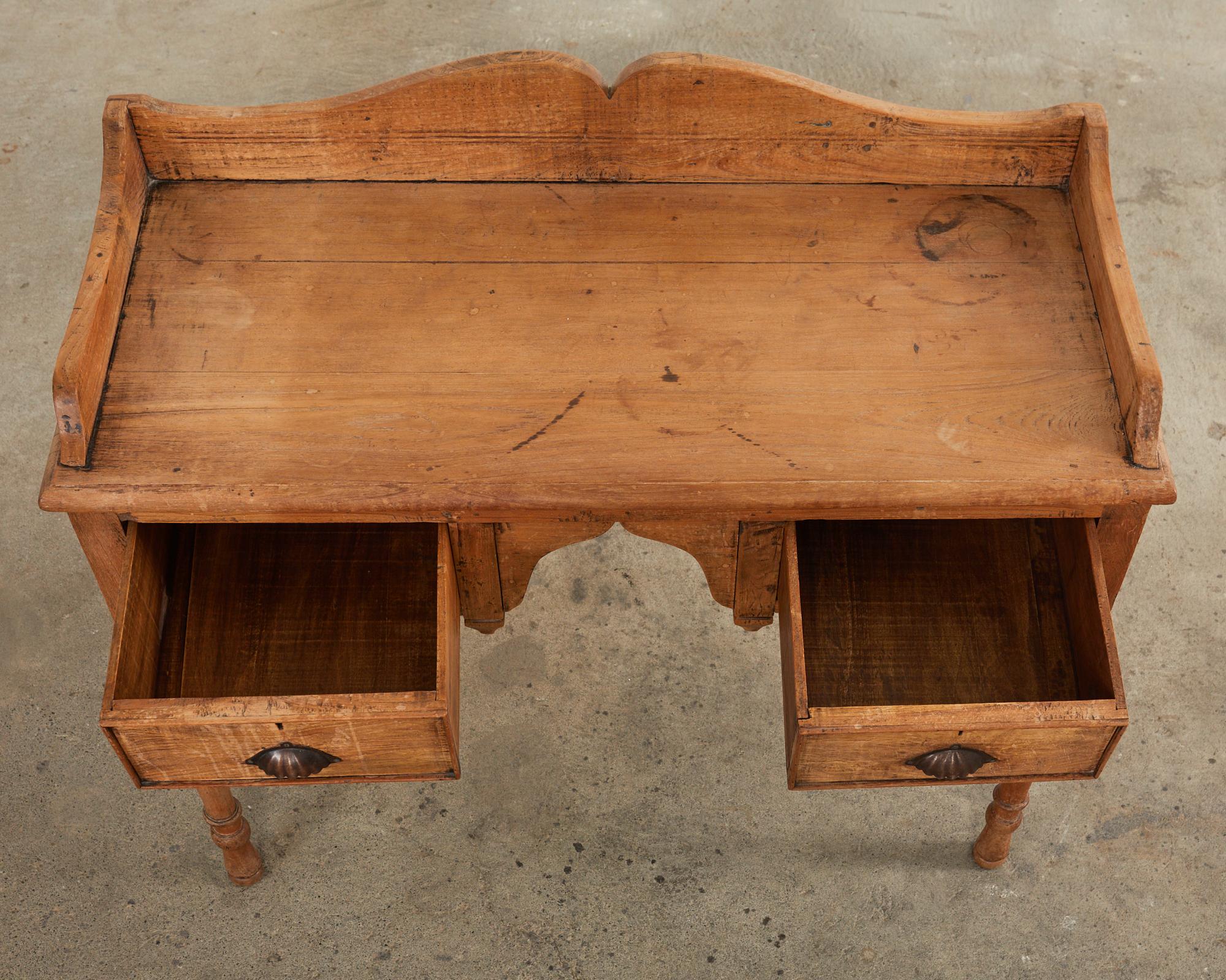 Country English Provincial Style Bleached Oak Writing Table Desk  1