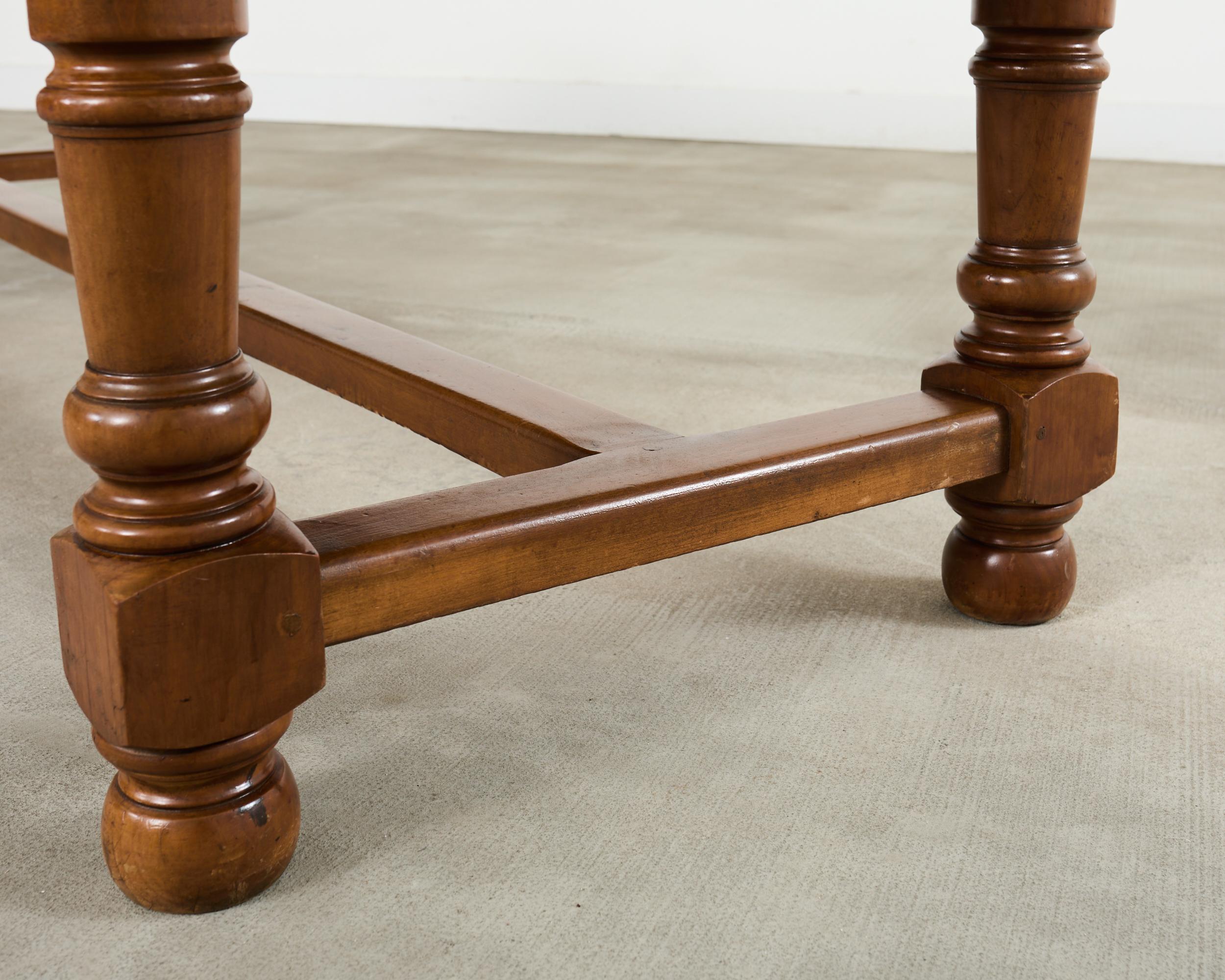 Country English Provincial Walnut Farmhouse Trestle Dining Table 8 Ft. For Sale 10