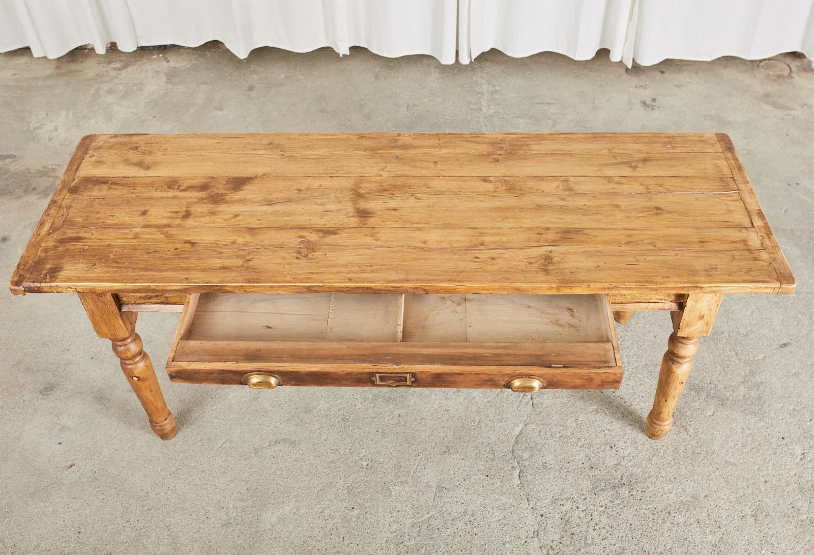 Country English Reclaimed Pine Farmhouse Dining Table or Console 6