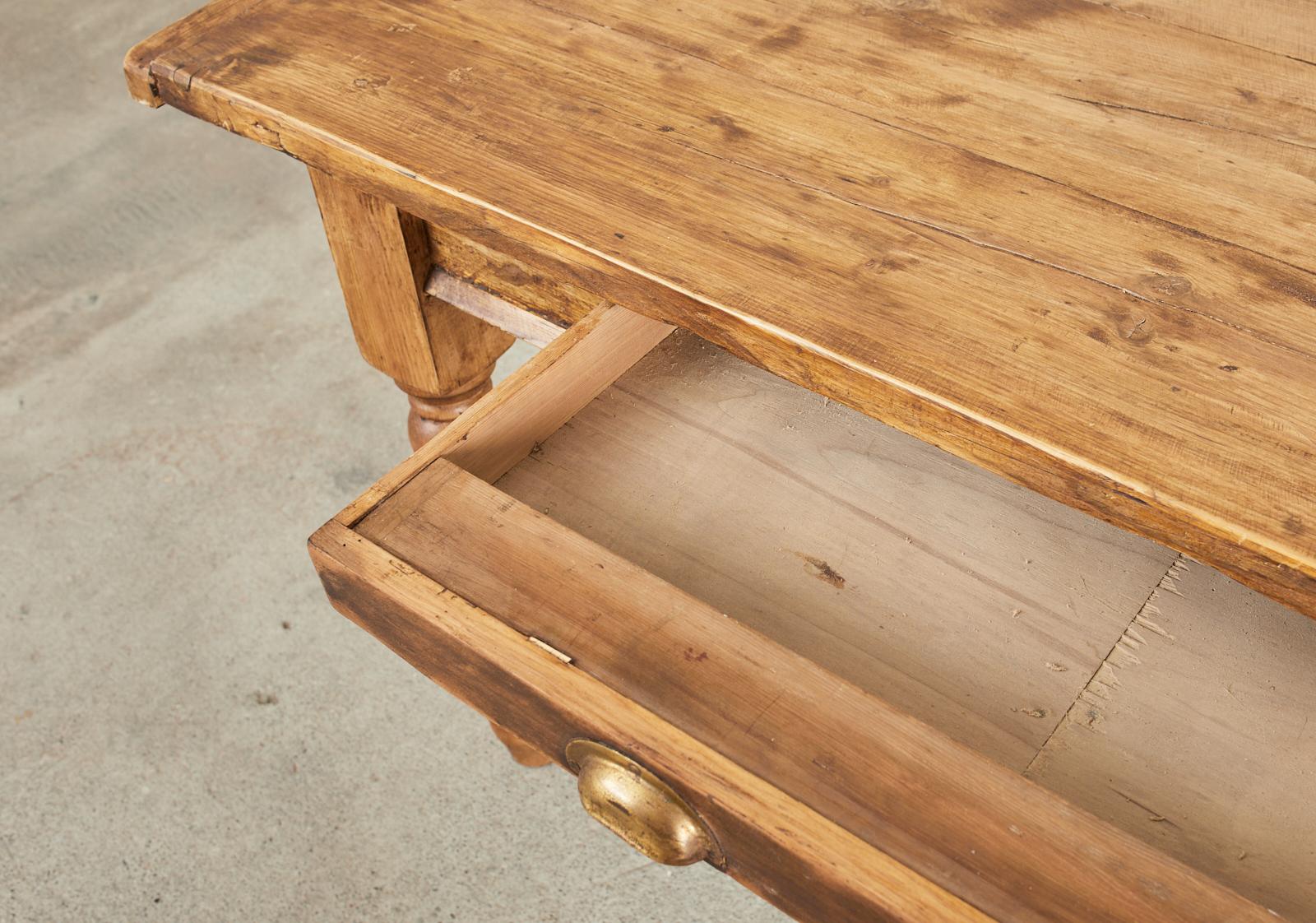 Country English Reclaimed Pine Farmhouse Dining Table or Console 7