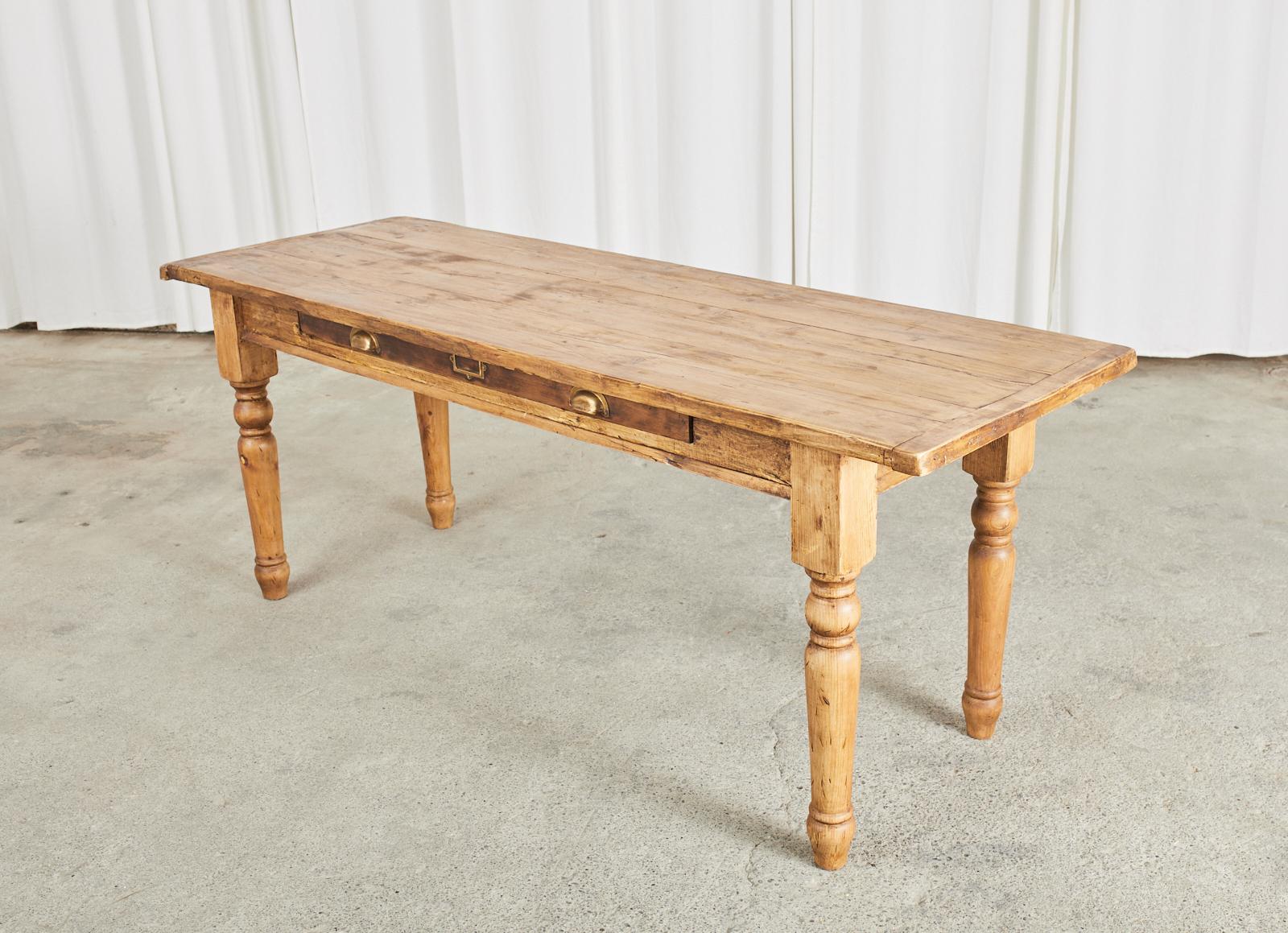 Country English Reclaimed Pine Farmhouse Dining Table or Console 9