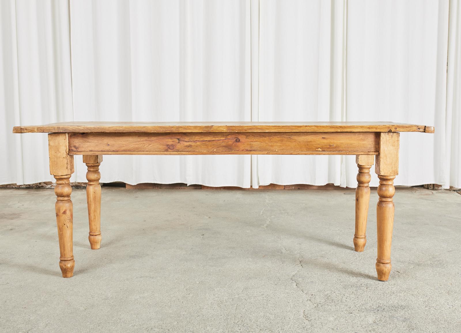Country English Reclaimed Pine Farmhouse Dining Table or Console 12