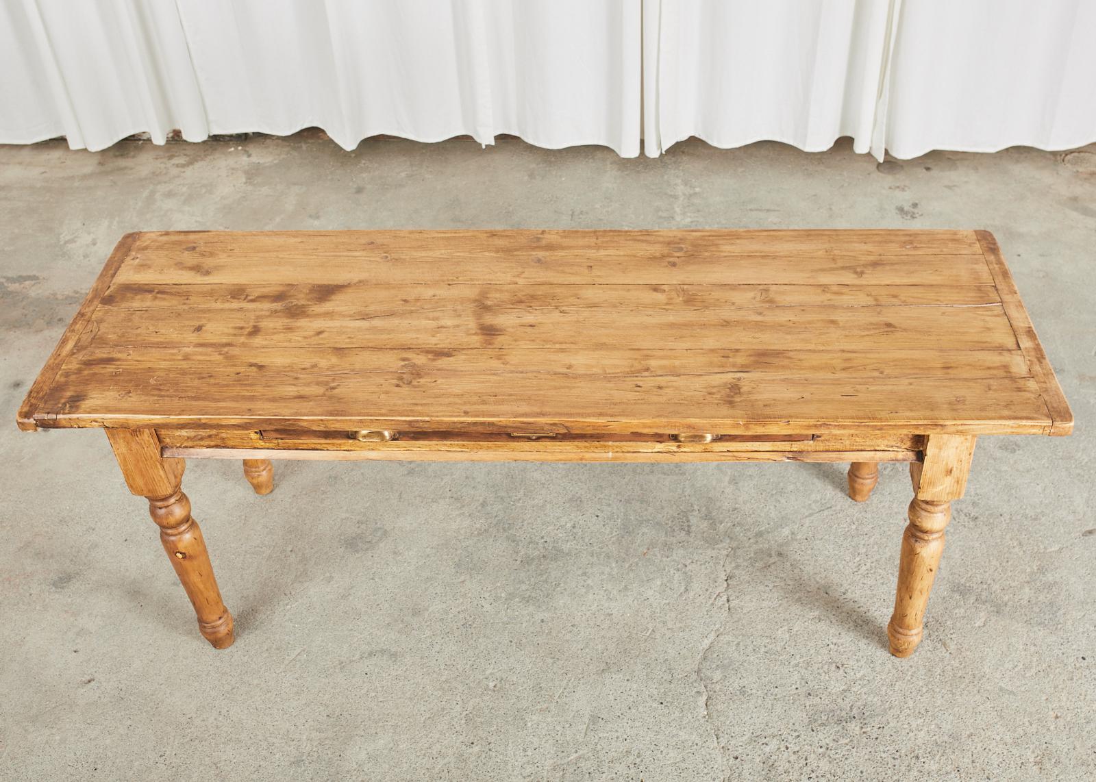 Hand-Crafted Country English Reclaimed Pine Farmhouse Dining Table or Console