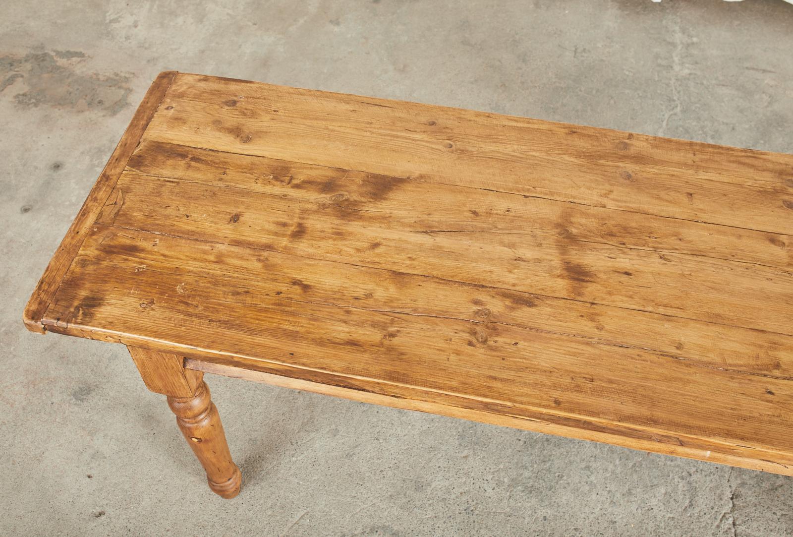 Country English Reclaimed Pine Farmhouse Dining Table or Console In Distressed Condition In Rio Vista, CA