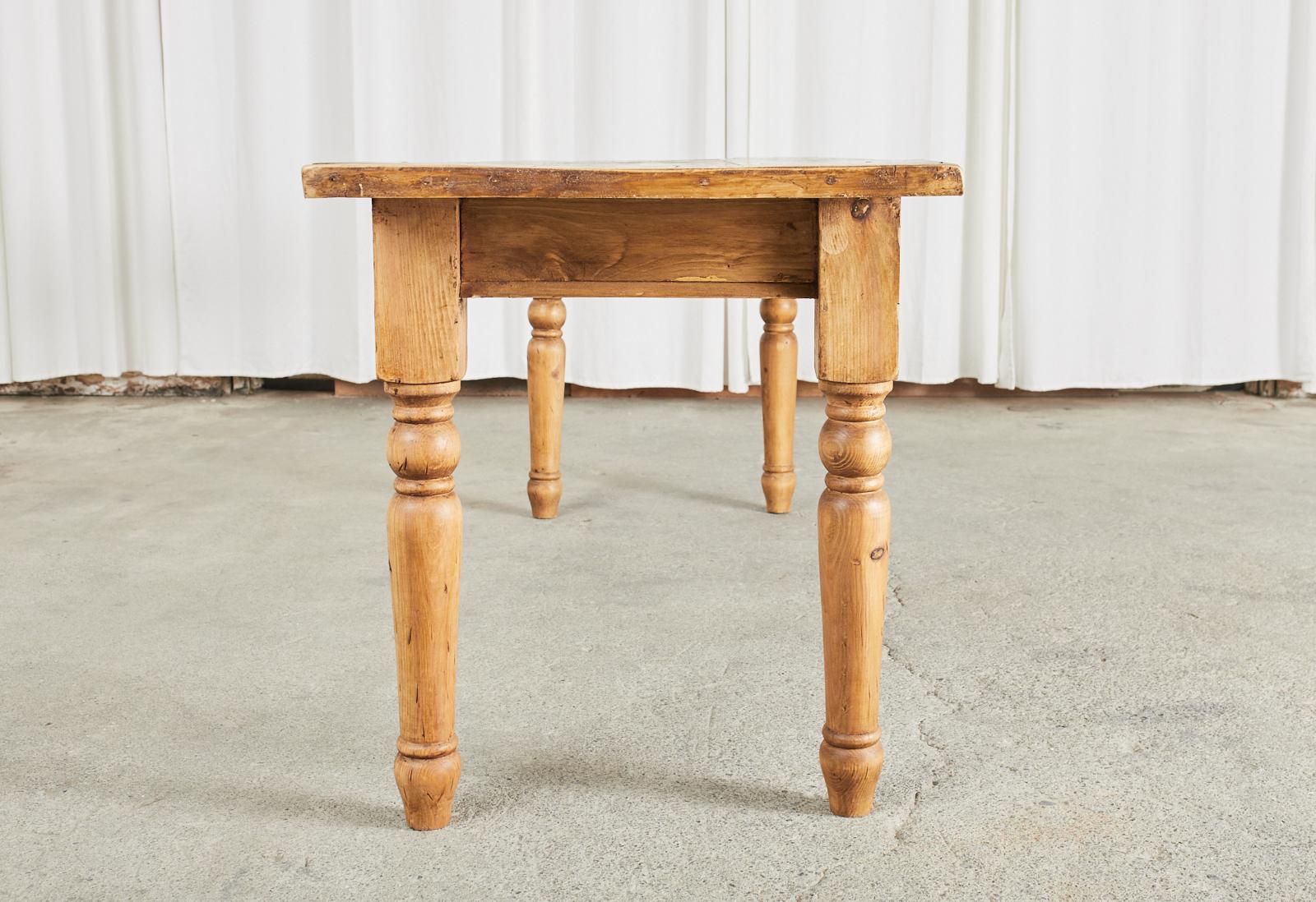 Country English Reclaimed Pine Farmhouse Dining Table or Console 1