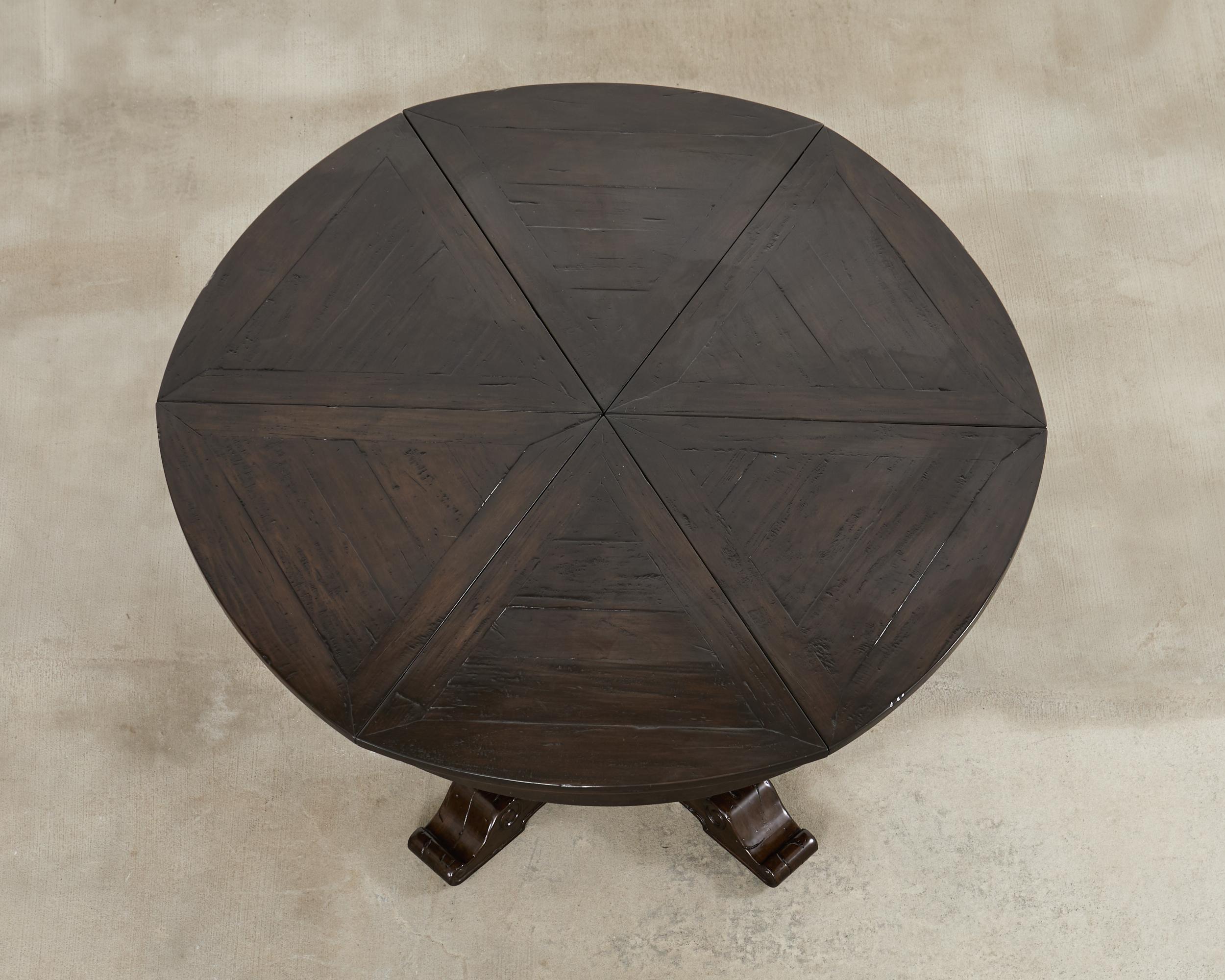 Country English Round Extension Dining Table by Theodore Alexander In Good Condition For Sale In Rio Vista, CA
