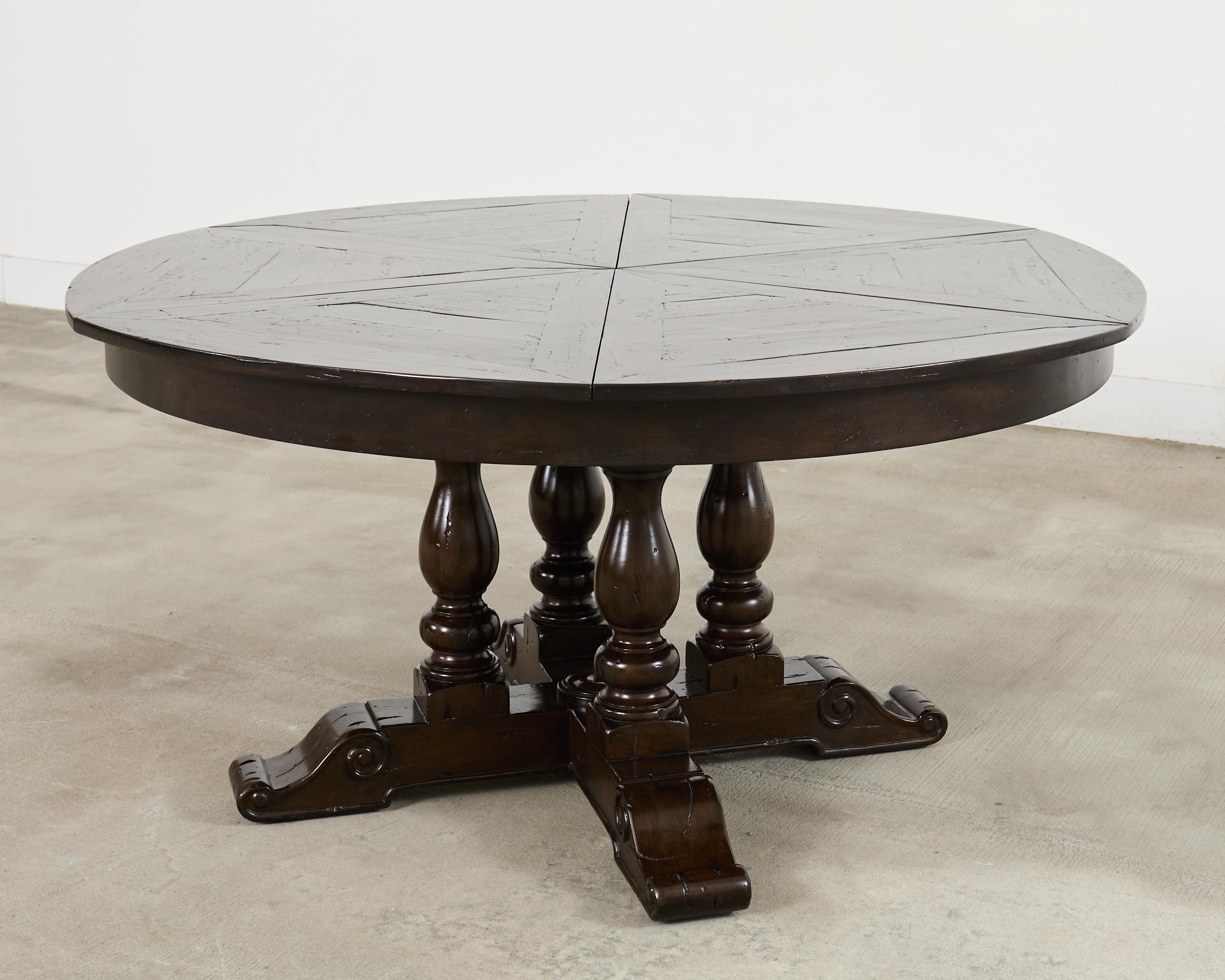 Contemporary Country English Round Extension Dining Table by Theodore Alexander For Sale