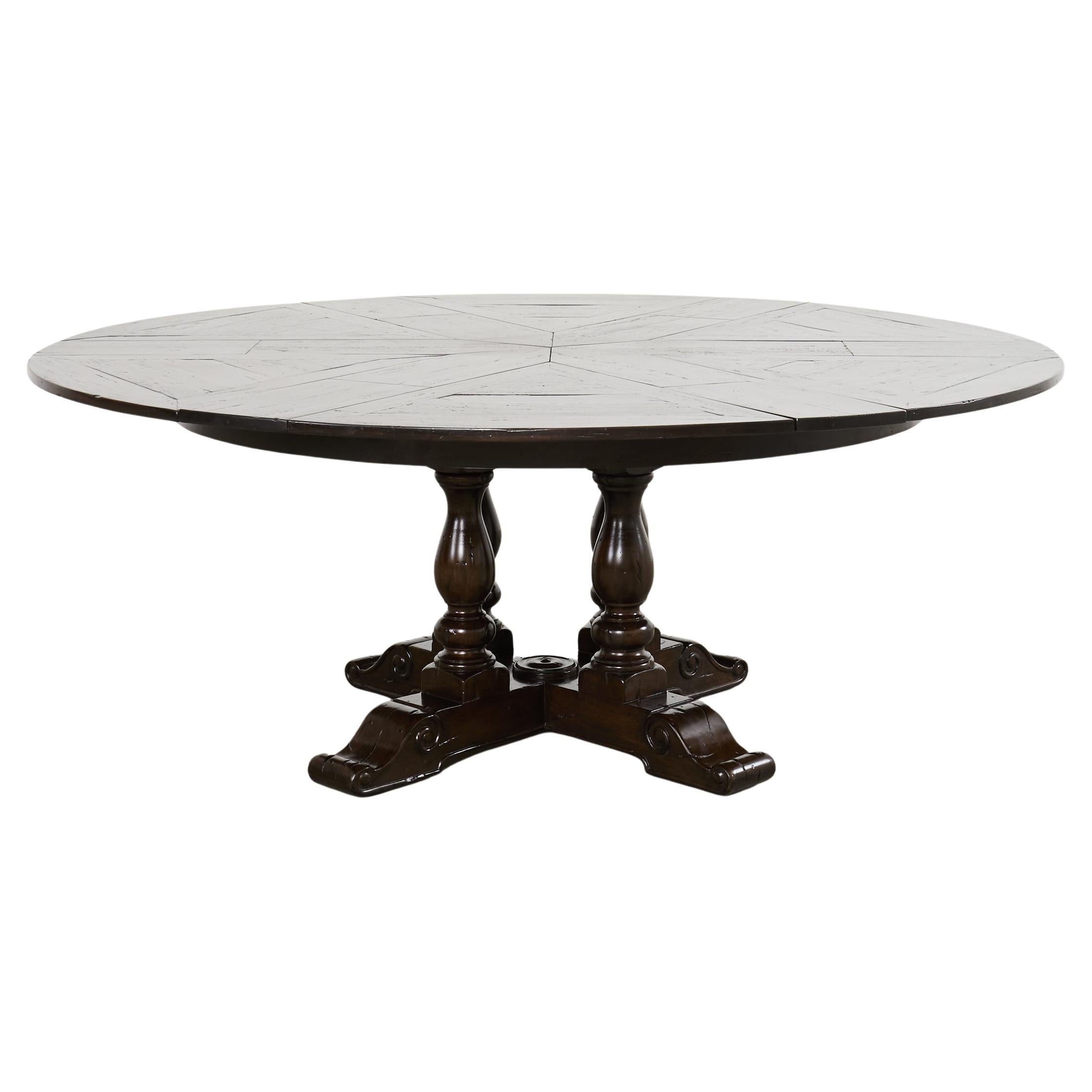 Country English Round Extension Dining Table by Theodore Alexander For Sale