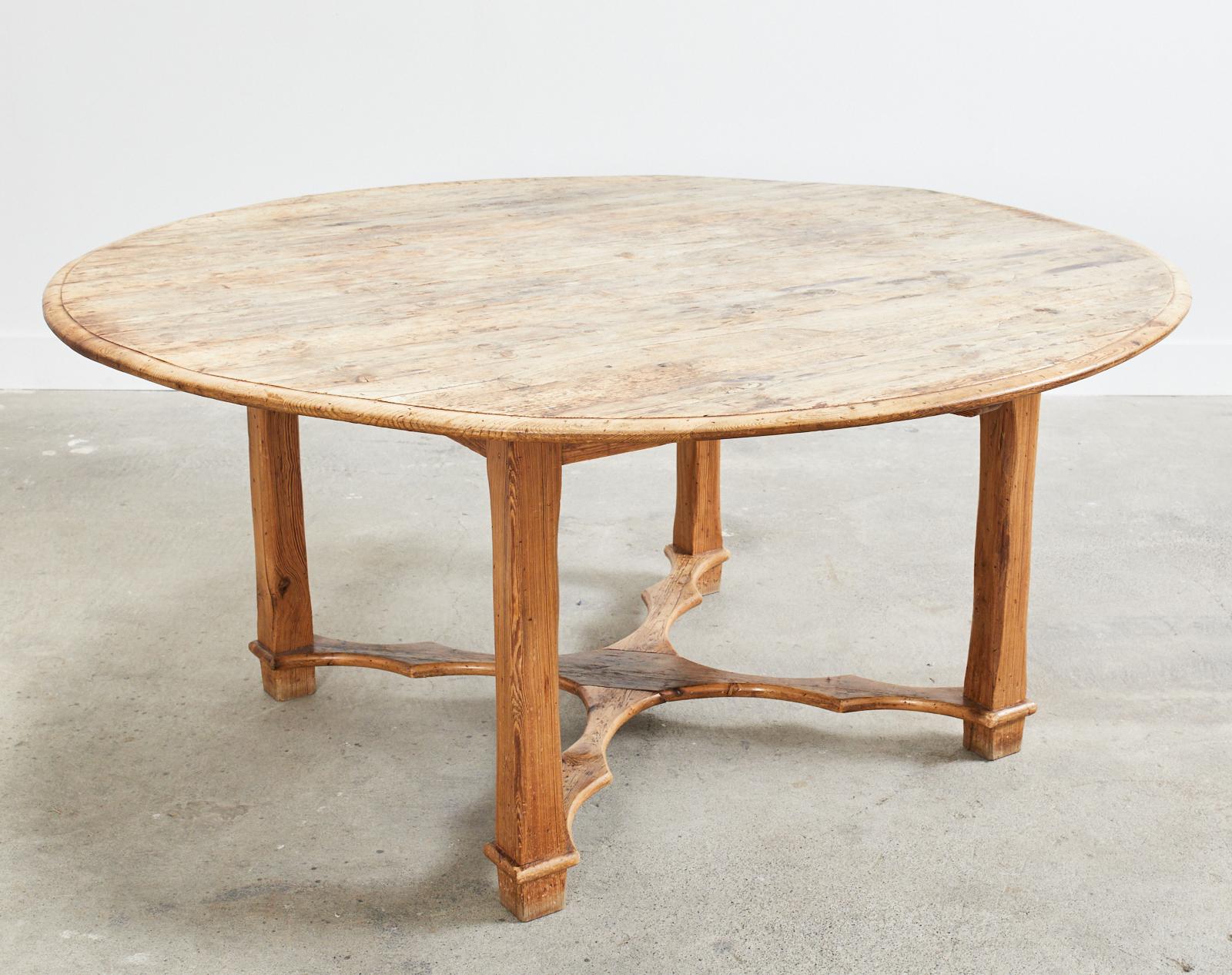Country English Round Pine Dining or Center Table 6