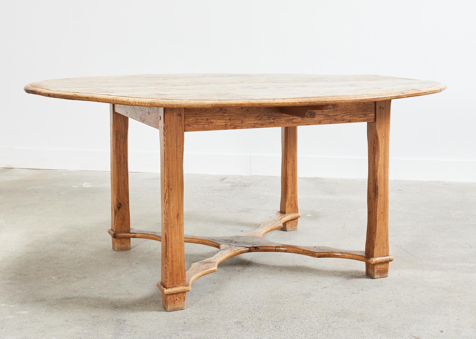 Country English Round Pine Dining or Center Table 12