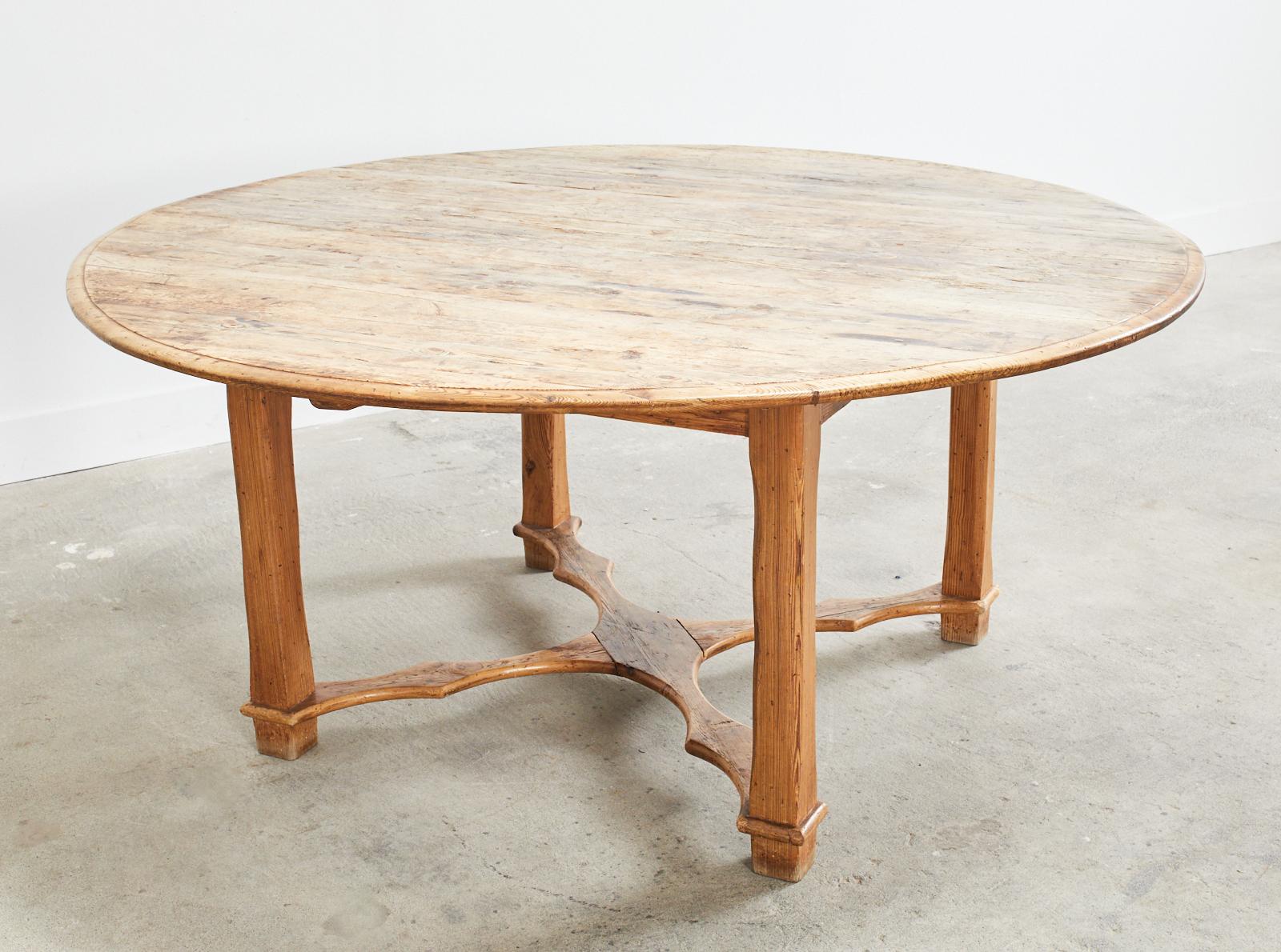 Hand-Crafted Country English Round Pine Dining or Center Table