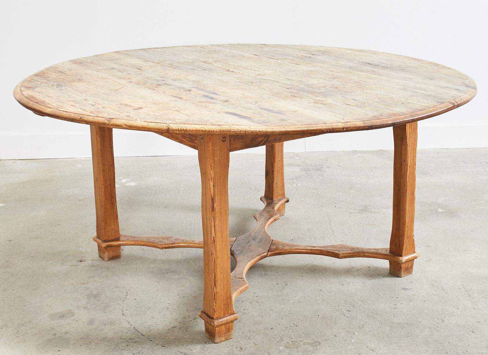 20th Century Country English Round Pine Dining or Center Table