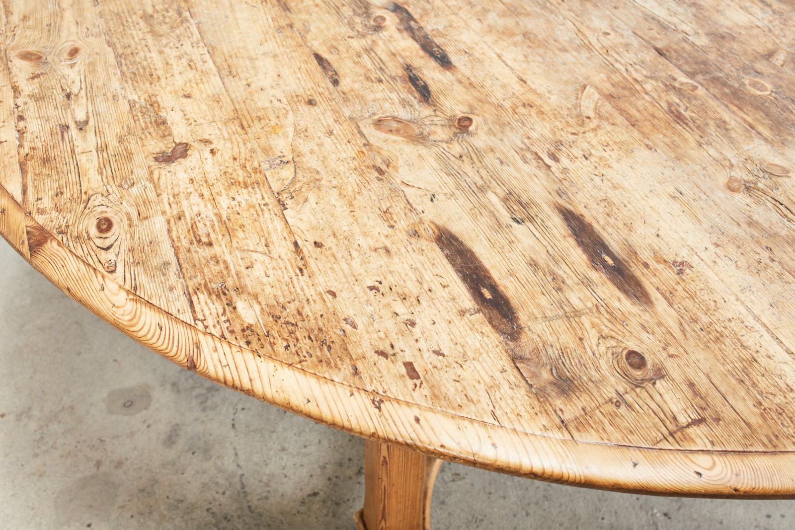 Country English Round Pine Dining or Center Table 1