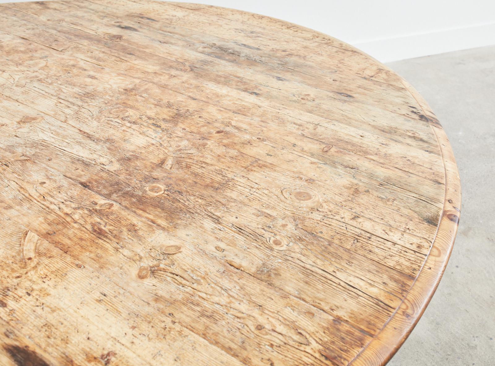 Country English Round Pine Dining or Center Table 2