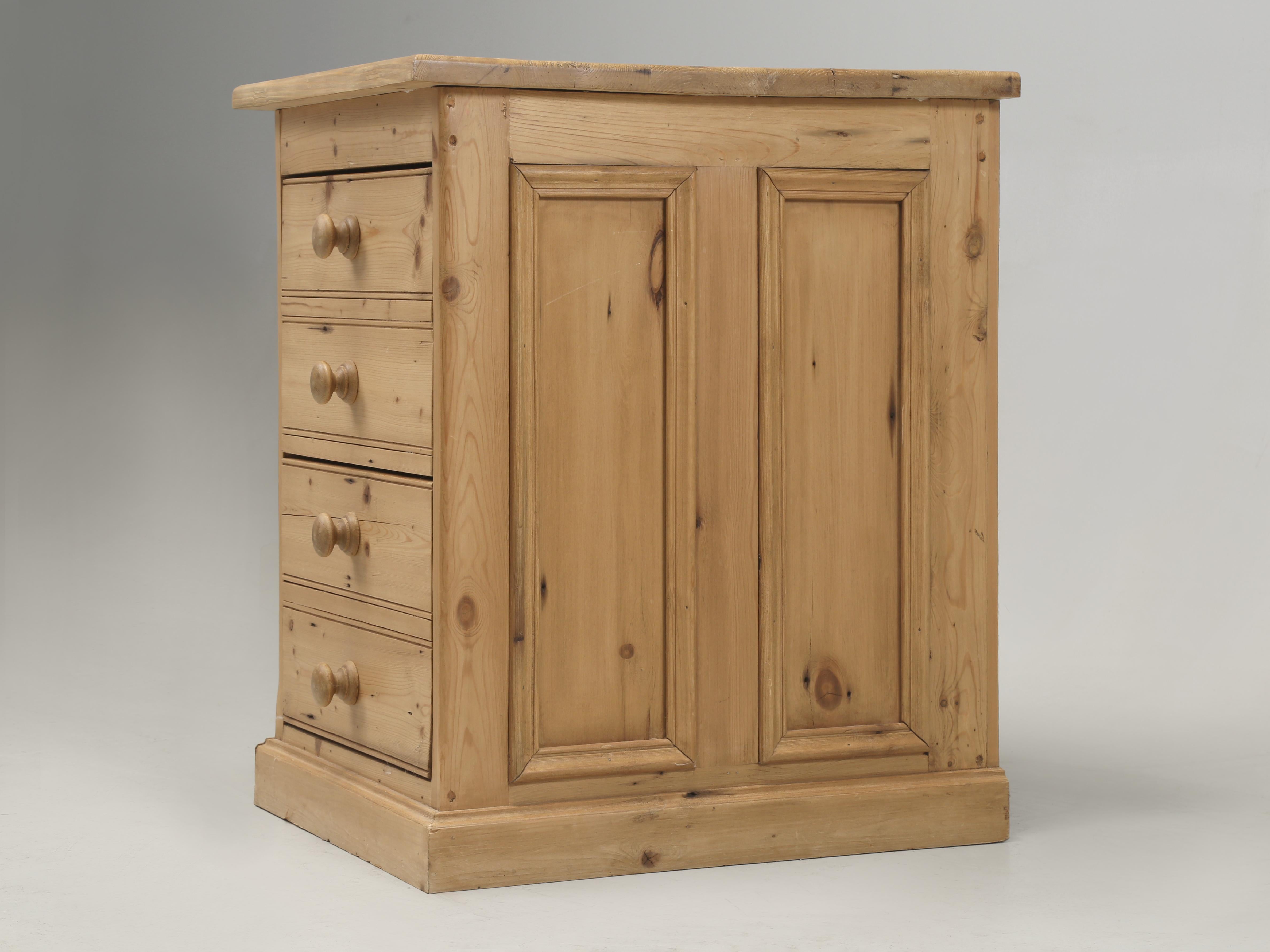 Hand-Crafted Country English Scrubbed Pine Hanging File Cabinet 2-Drawer Reclaimed Materials. For Sale