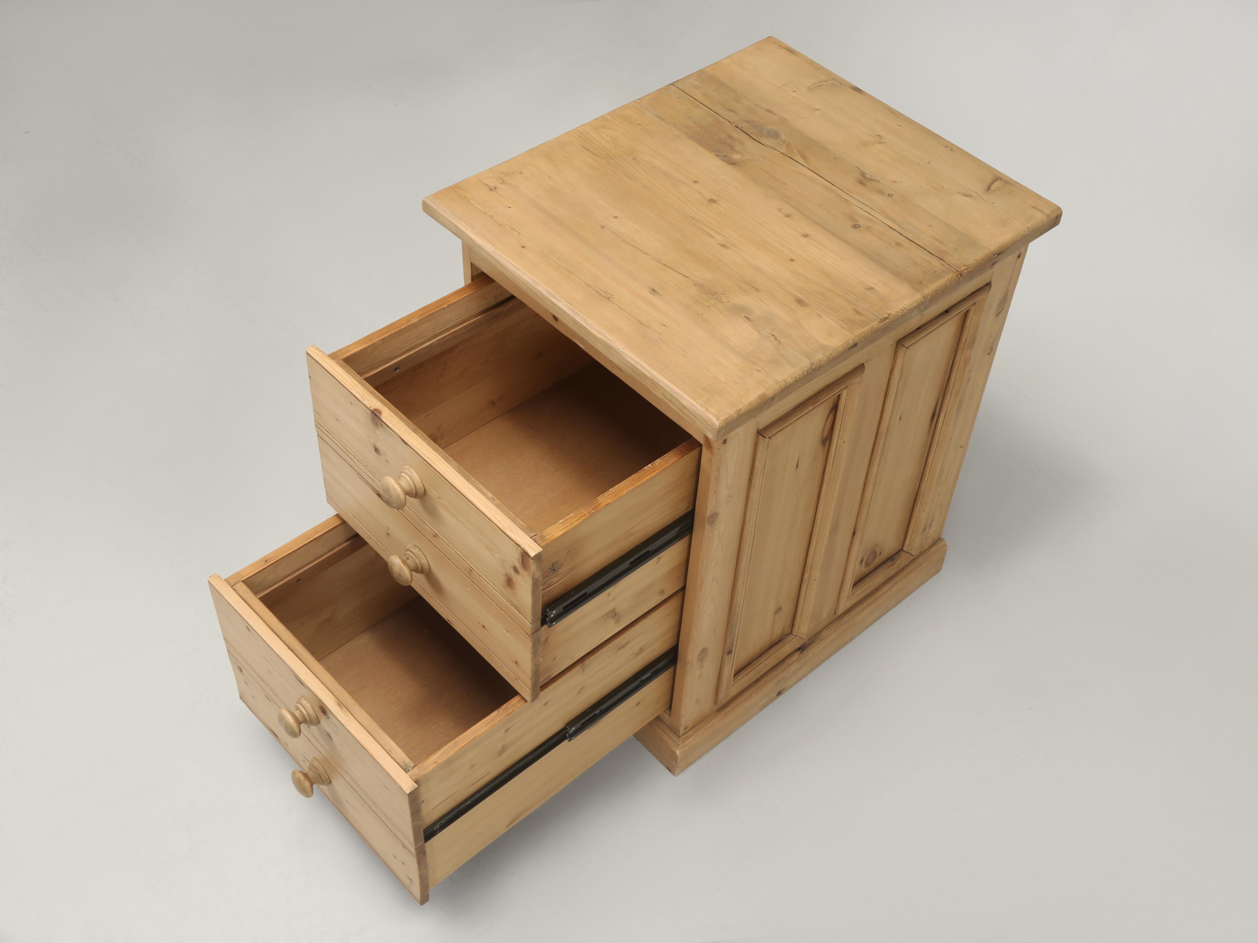 Late 20th Century Country English Scrubbed Pine Hanging File Cabinet 2-Drawer Reclaimed Materials. For Sale