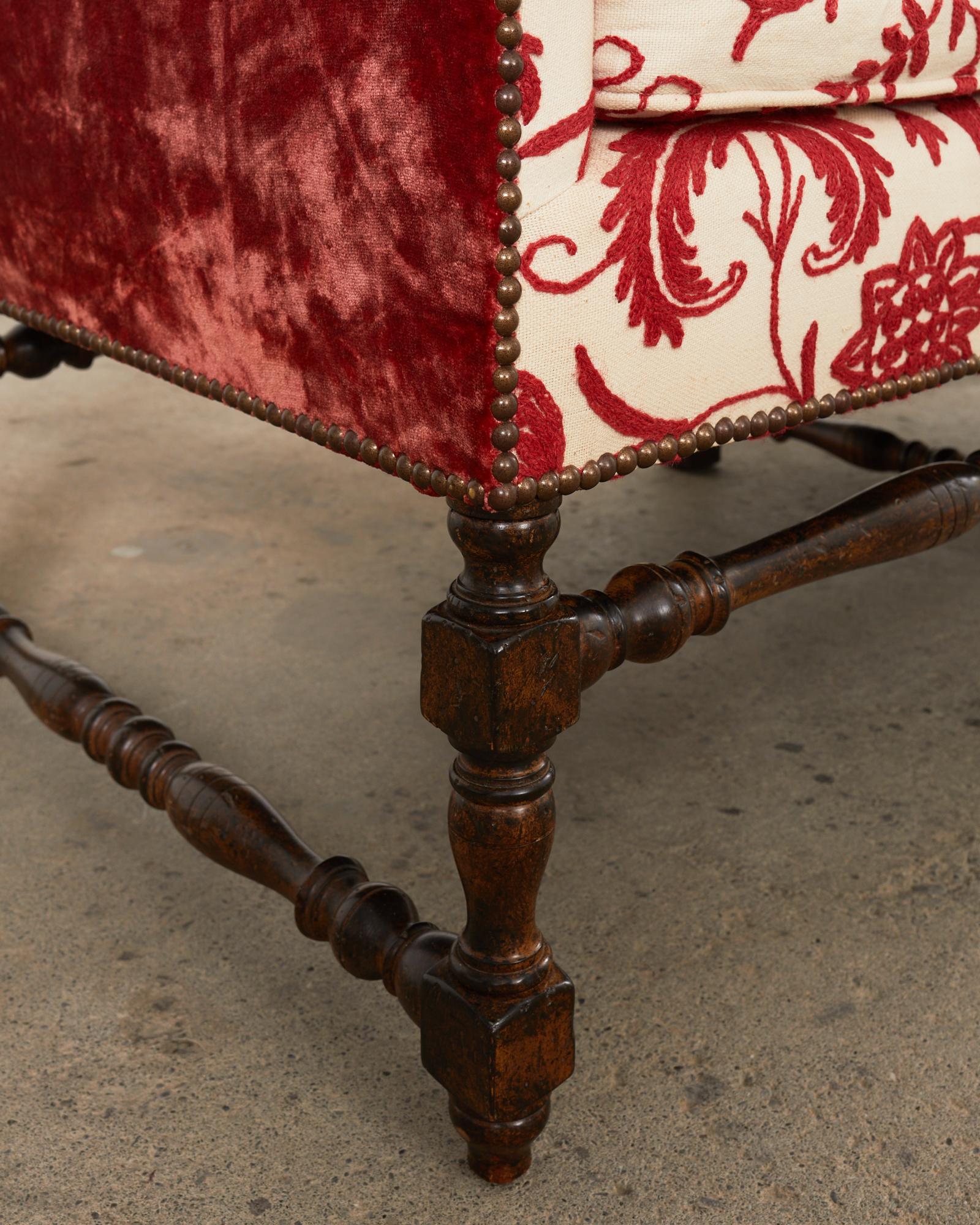 Country English Style Hump Back Crewel Work Settee 2