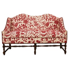Vintage Country English Style Hump Back Crewel Work Settee