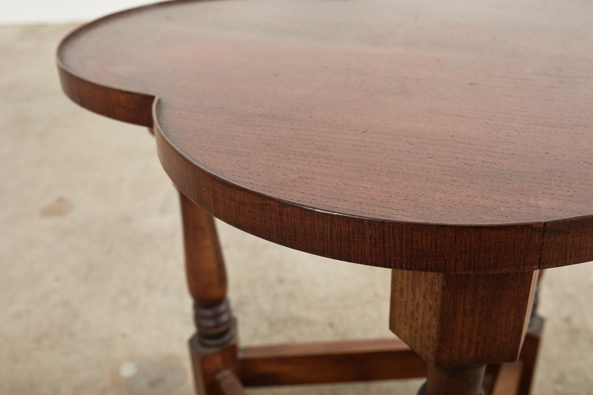 Country English Style Oak Clover Shaped Cricket Table 4