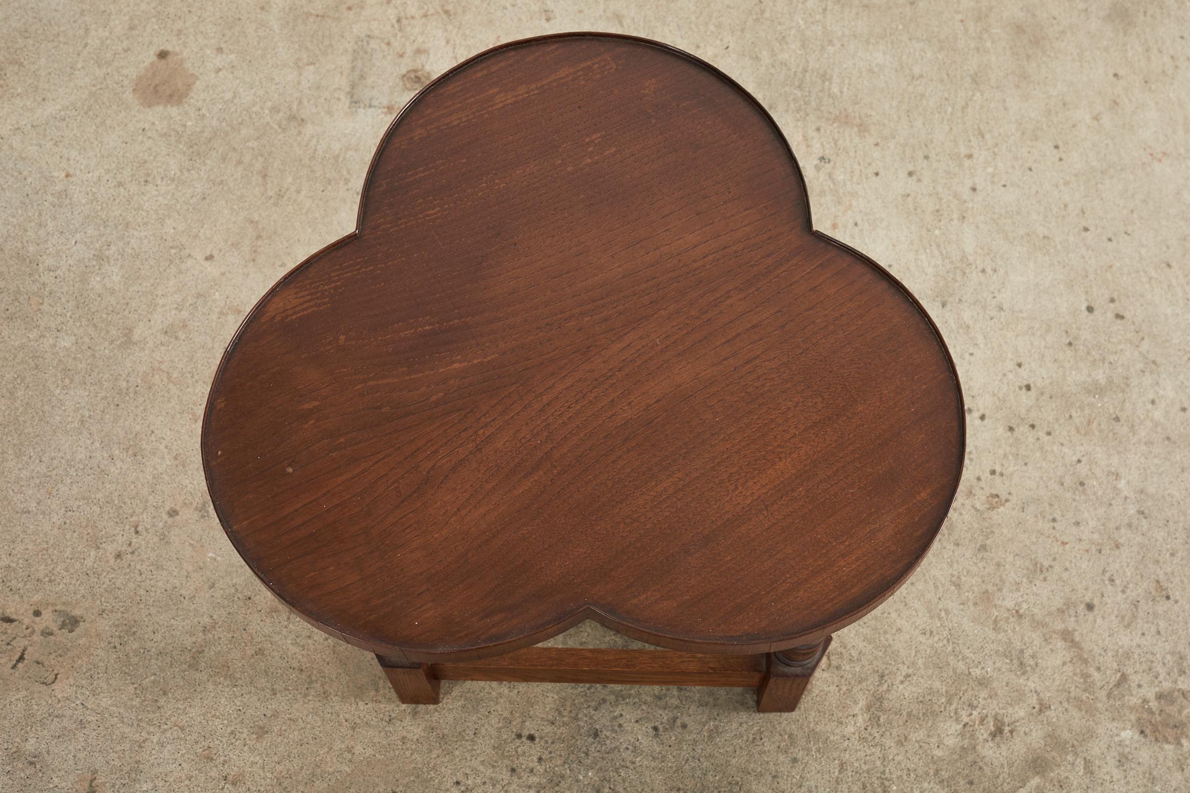 20th Century Country English Style Oak Clover Shaped Cricket Table For Sale