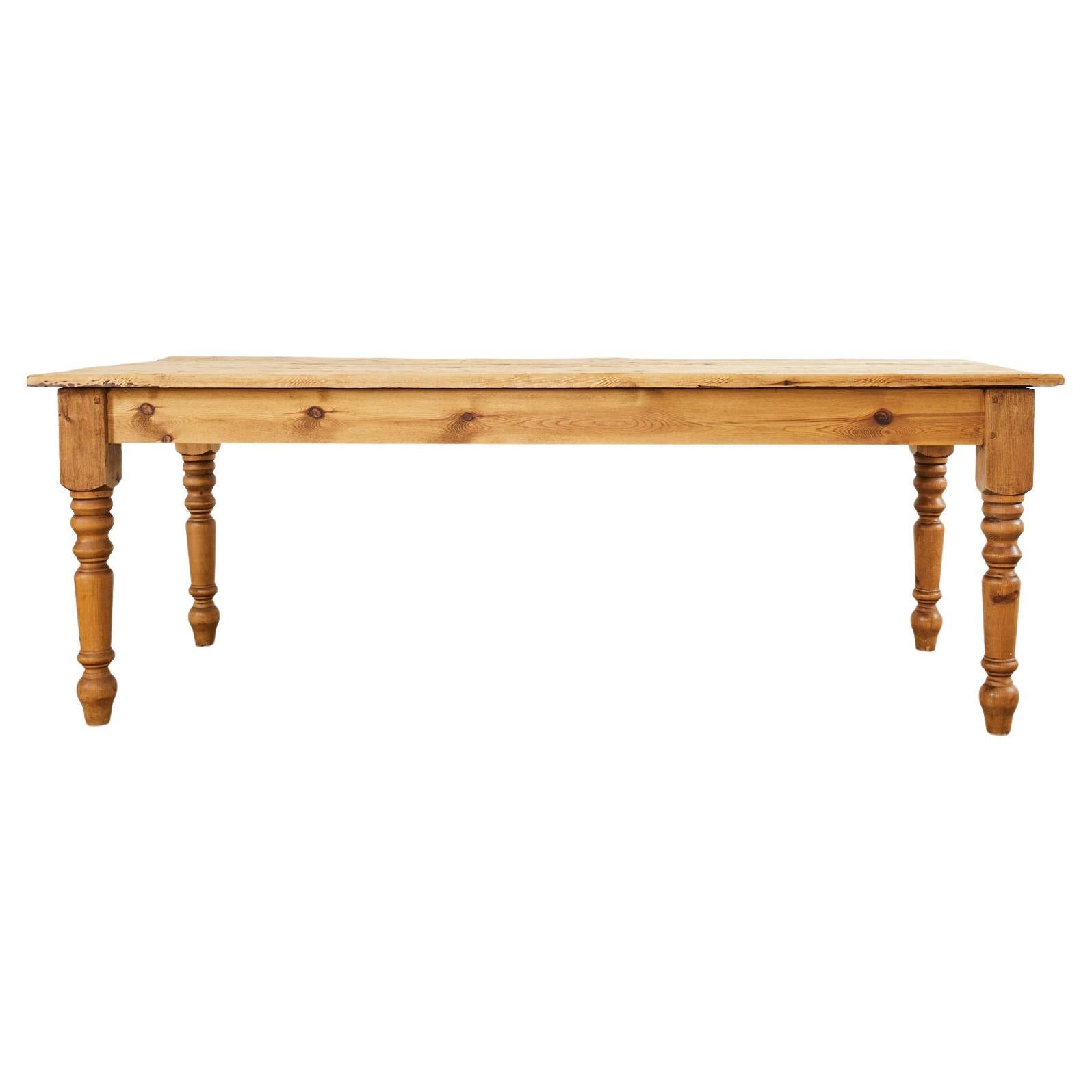 Country English Style Pine Farmhouse Dining Harvest Table