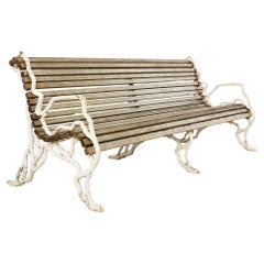 Vintage Country English Victorian Faux Bois Iron Garden Bench