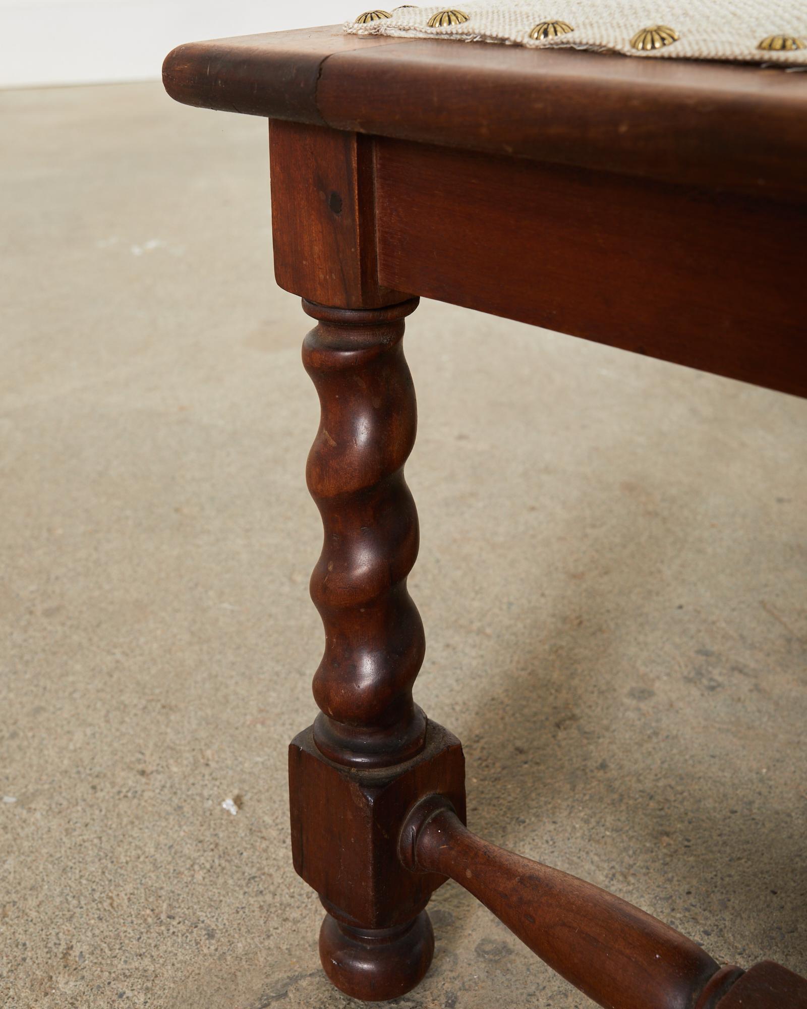 Country English Walnut Barley Twist Footstool For Sale 3