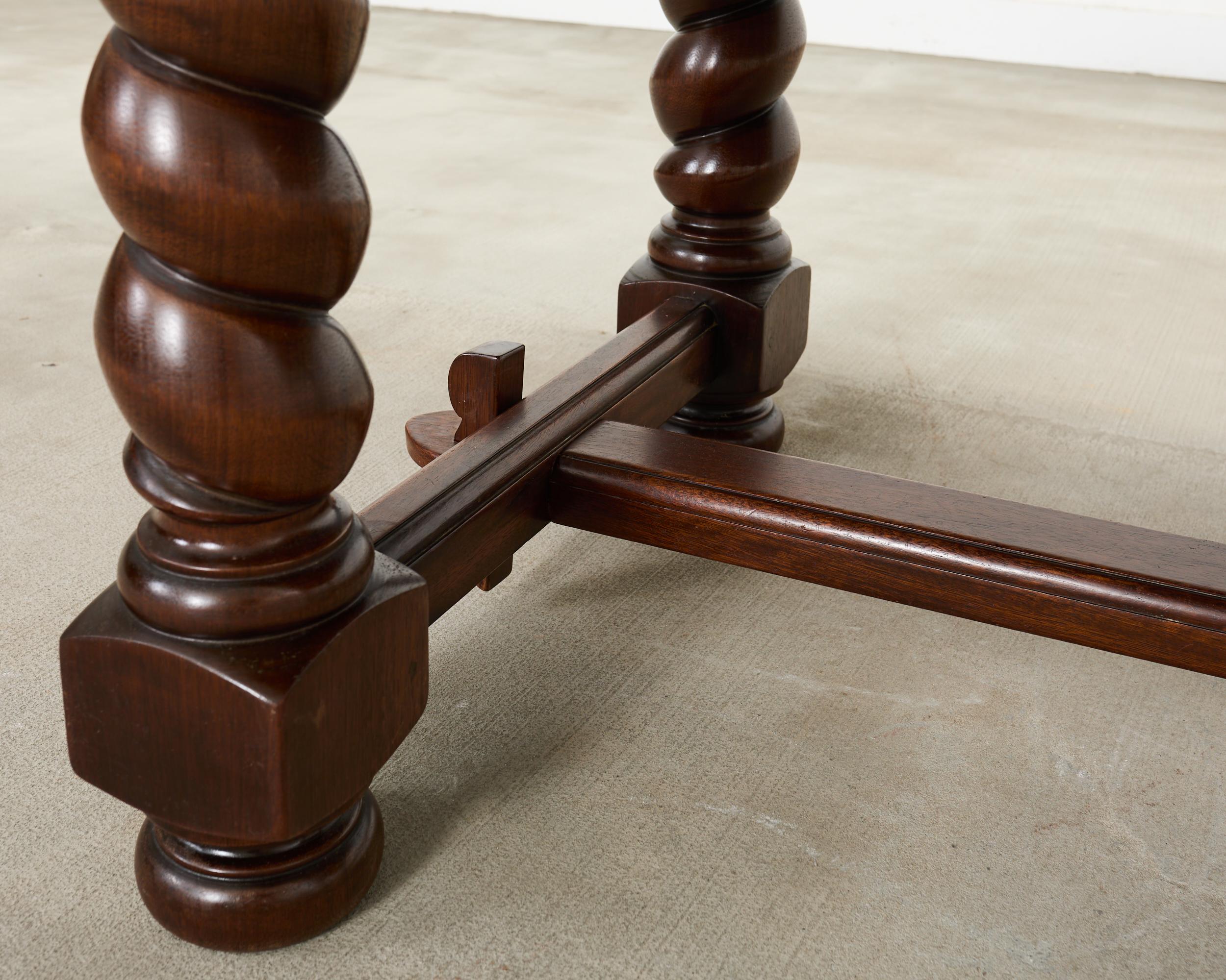 Country English Walnut Farmhouse Barley Twist Dining Table en vente 3