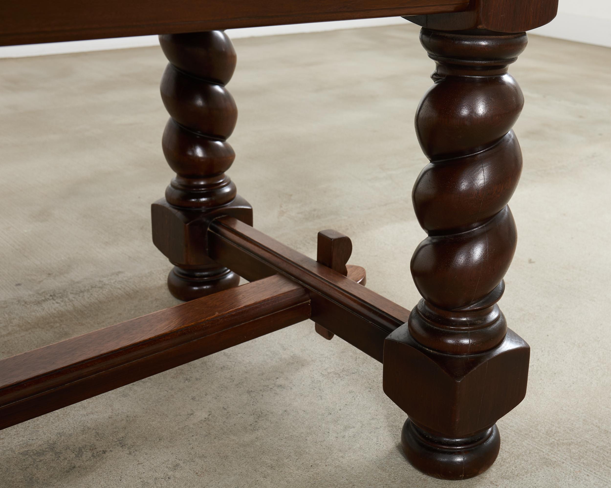 Country English Walnut Farmhouse Barley Twist Dining Table en vente 4