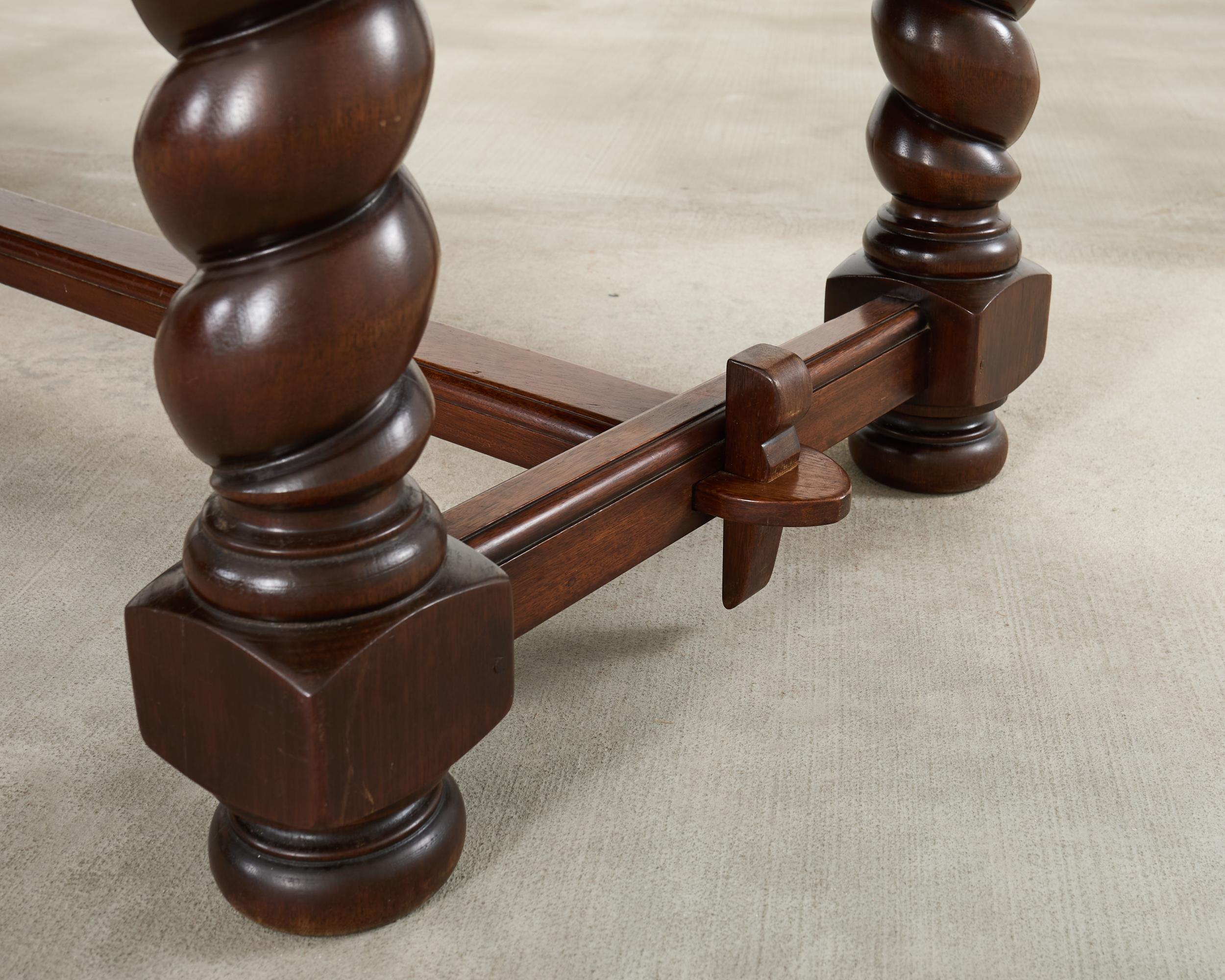 Country English Walnut Farmhouse Barley Twist Dining Table en vente 11