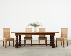 Country English Walnut Farmhouse Barley Twist Dining Table