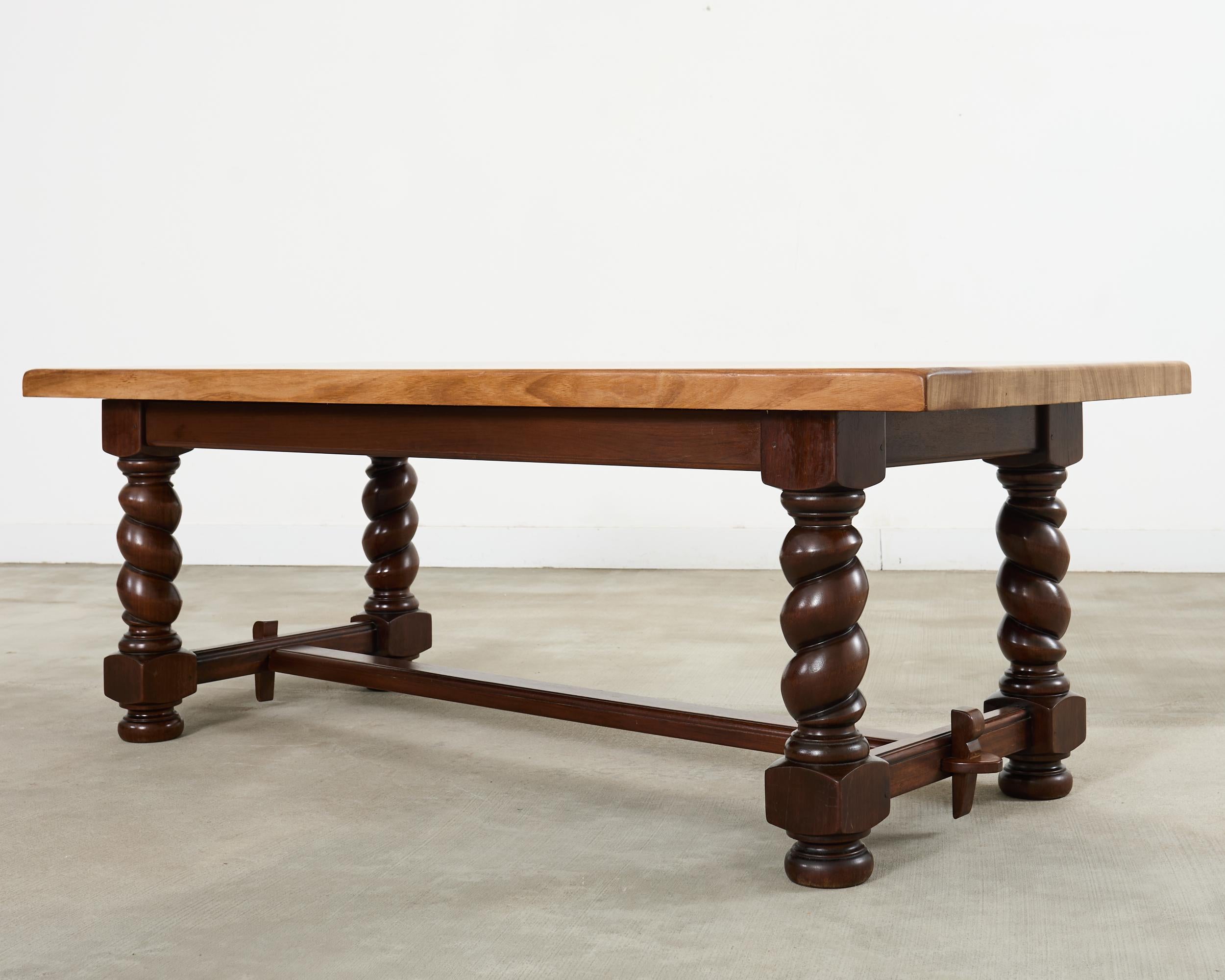 Anglais Country English Walnut Farmhouse Barley Twist Dining Table en vente