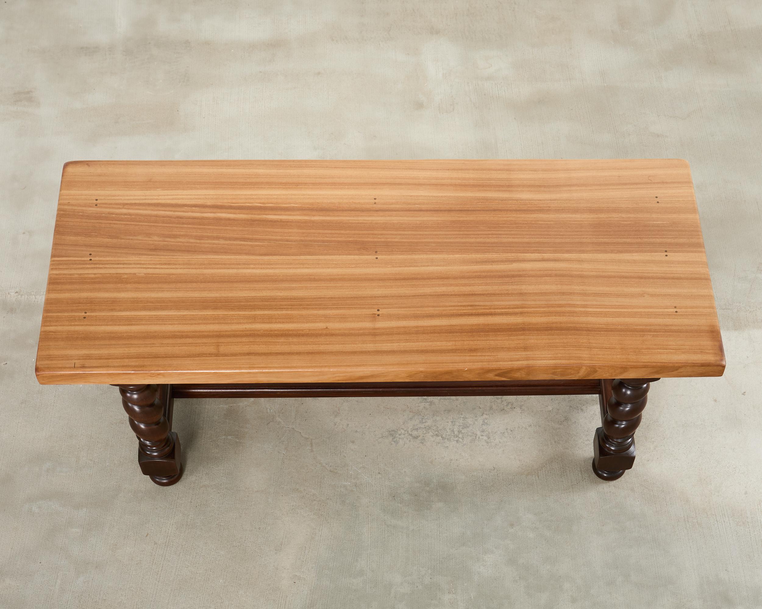 Fait main Country English Walnut Farmhouse Barley Twist Dining Table en vente