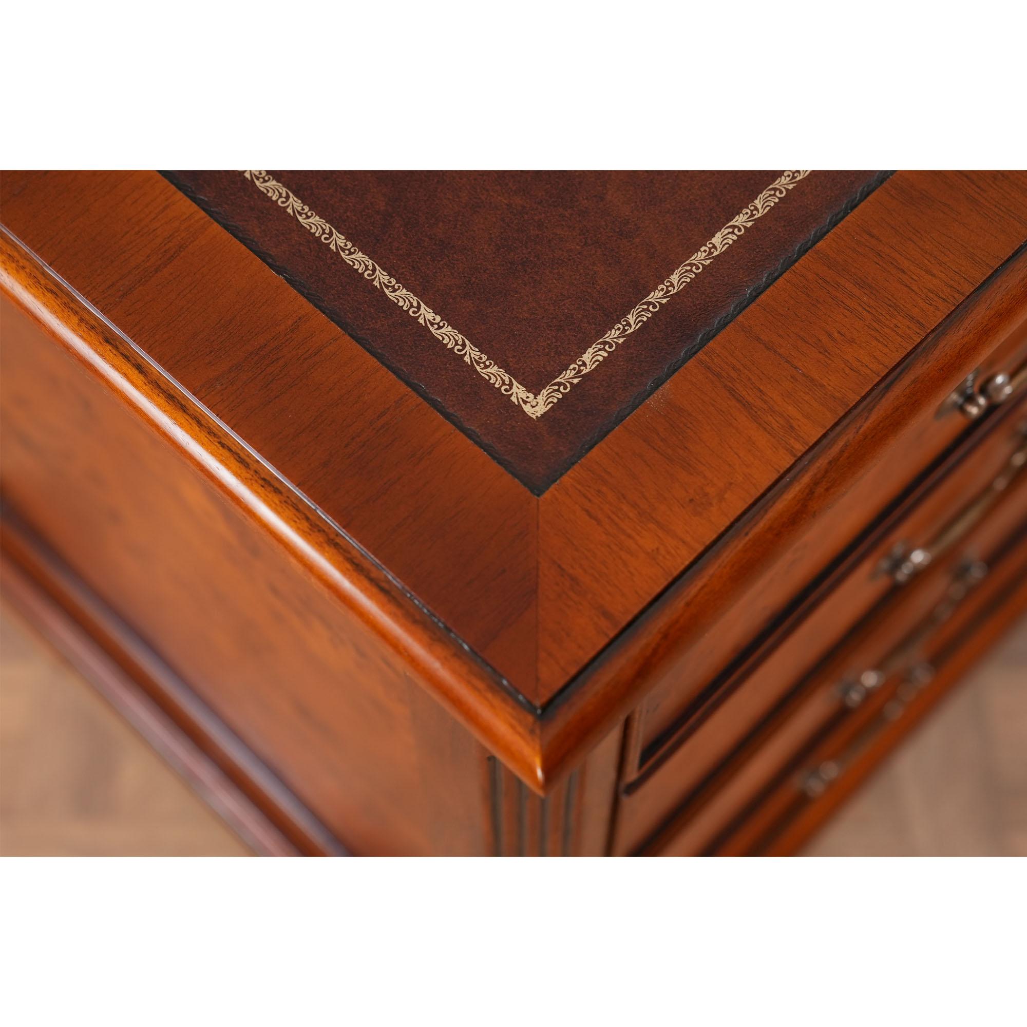 Leather Country Estate Four Drawer File For Sale