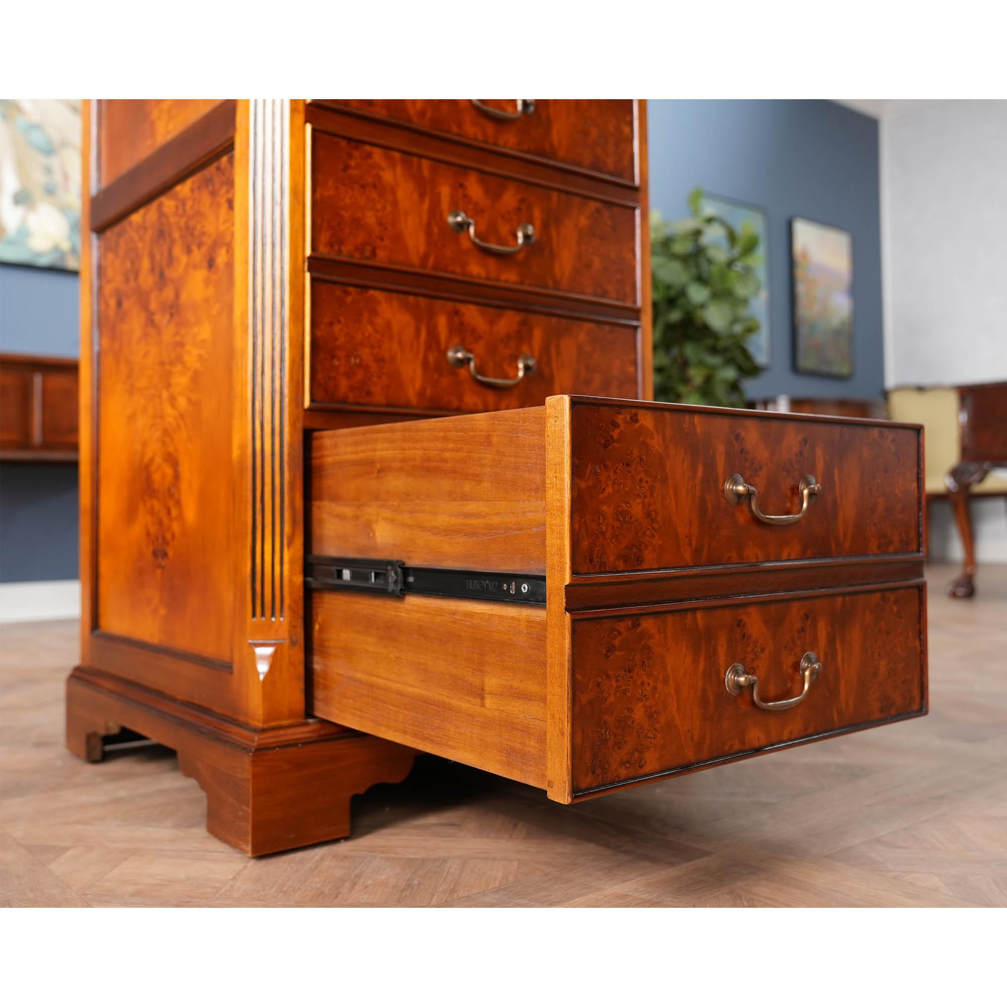 Leather Country Estate Four Drawer File Tall For Sale