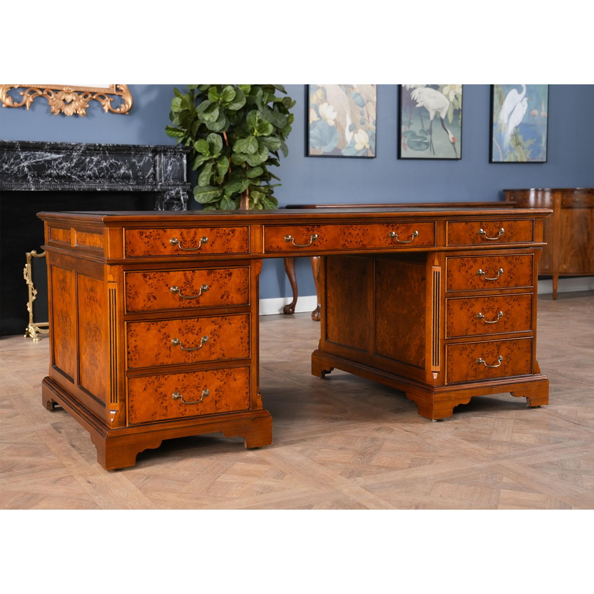 Hand-Carved Country Estate Partners Desk For Sale