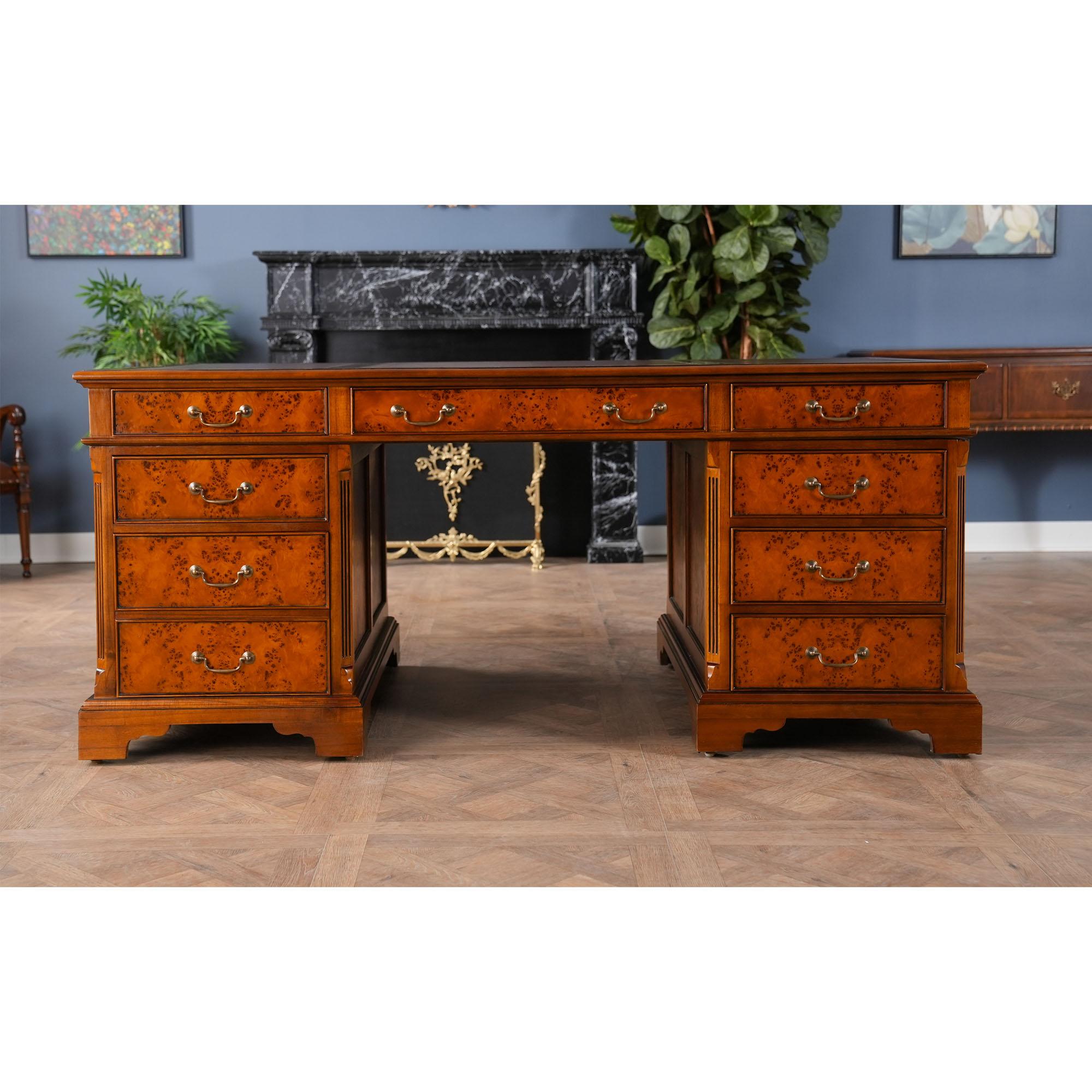 Hand-Carved Country Estate Partners Desk For Sale