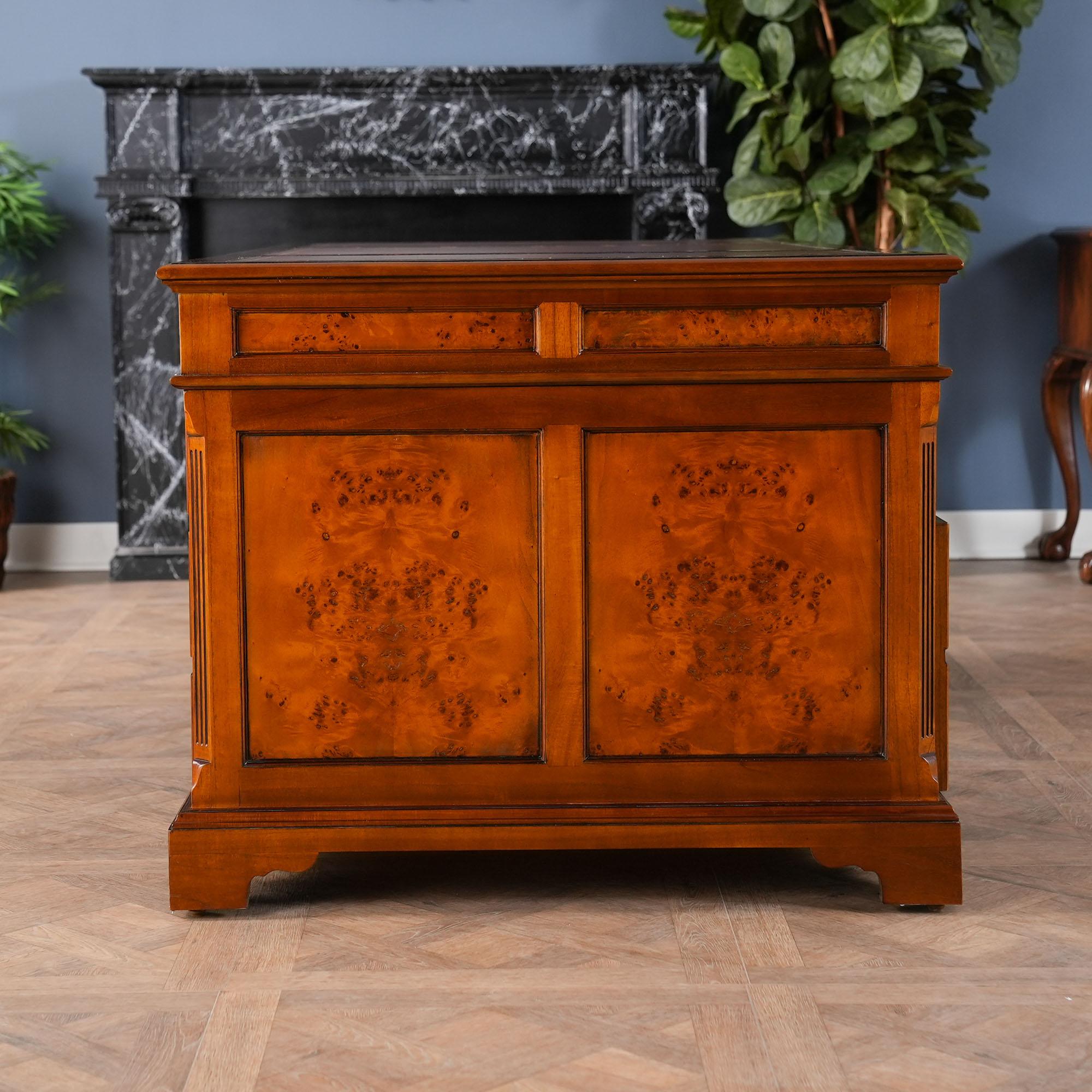 Leather Country Estate Partners Desk For Sale