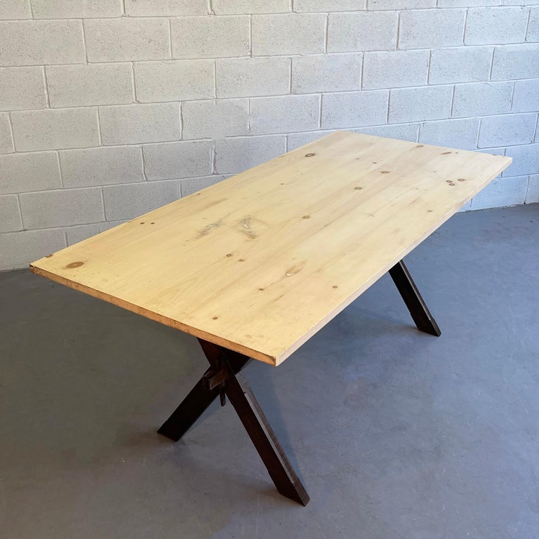 Country Farm Trestle Dining Table For Sale 1