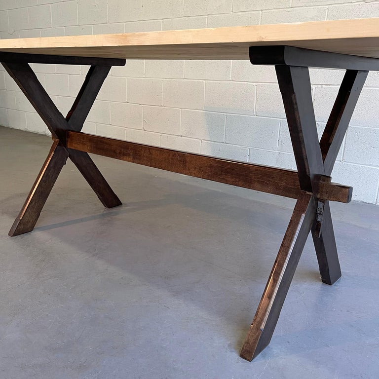 Country Farm Trestle Dining Table For Sale 3