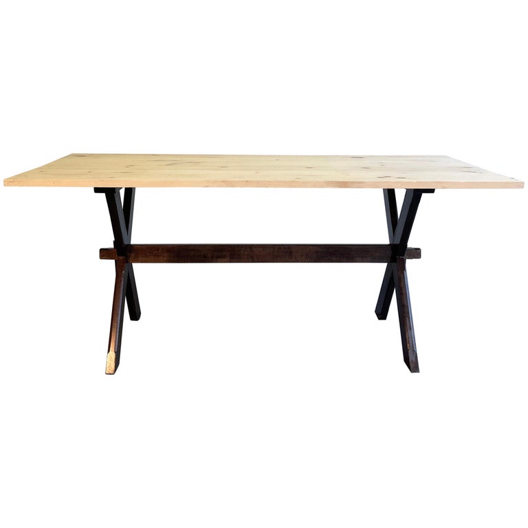 Country Farm Trestle Dining Table For Sale