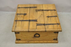 Country Farmhouse Style Mexican Double Lid Wooden Coffee Table Storage Trunk