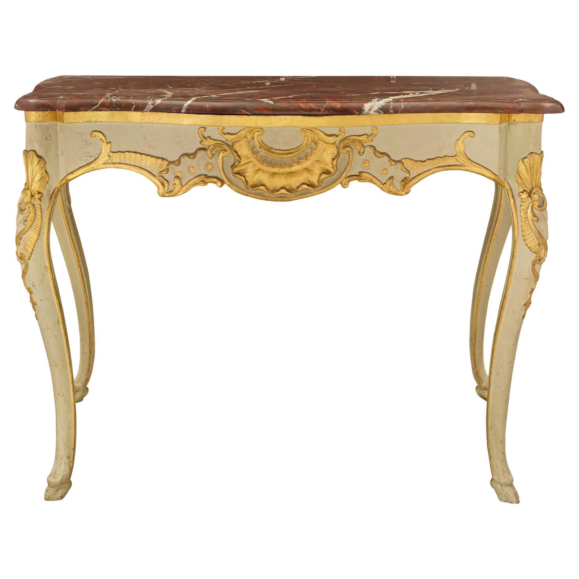 Country French 18th Century Régence Period Painted and Gilt Console