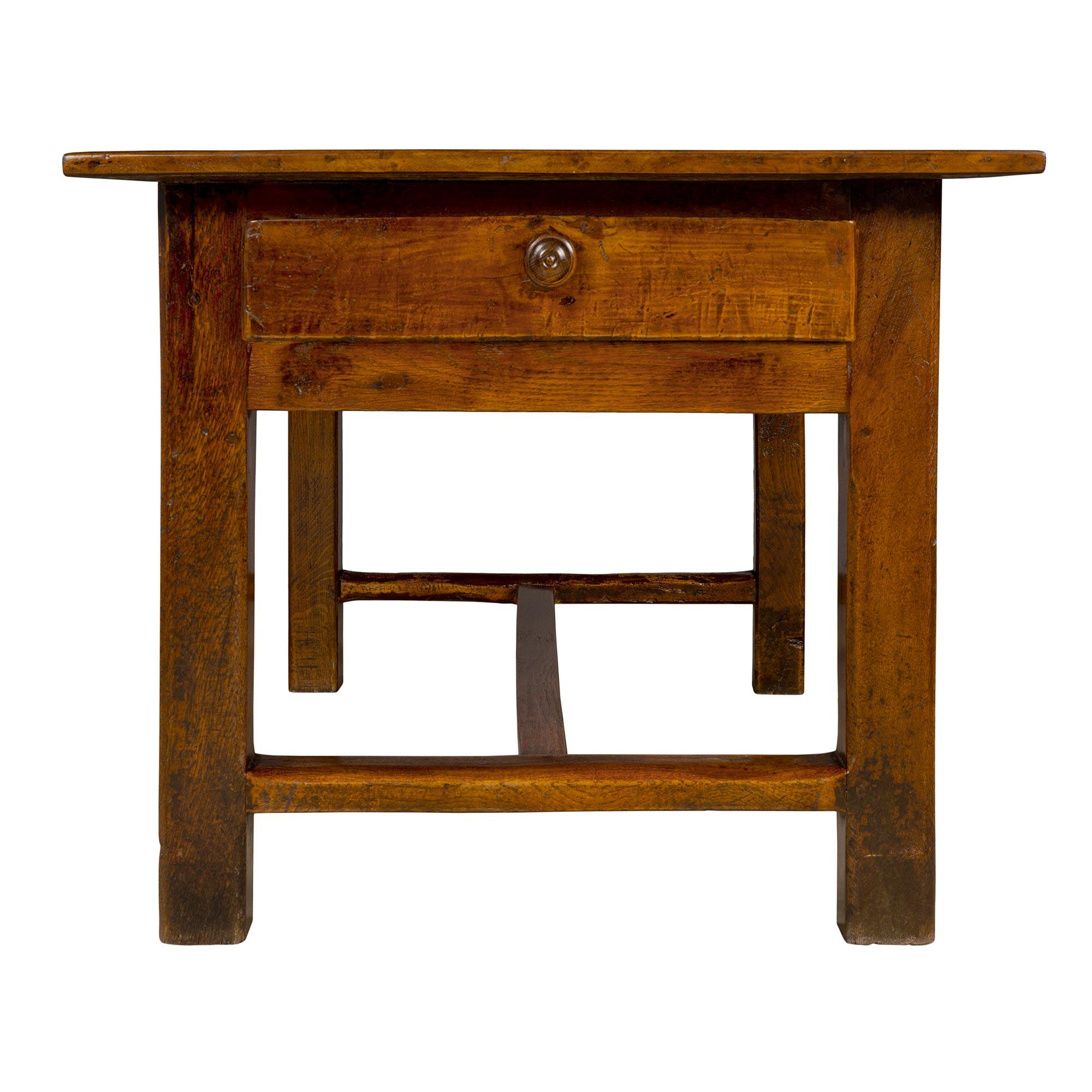 18th Century and Earlier Country French 18th Century Solid Oak Center/Utility Table For Sale