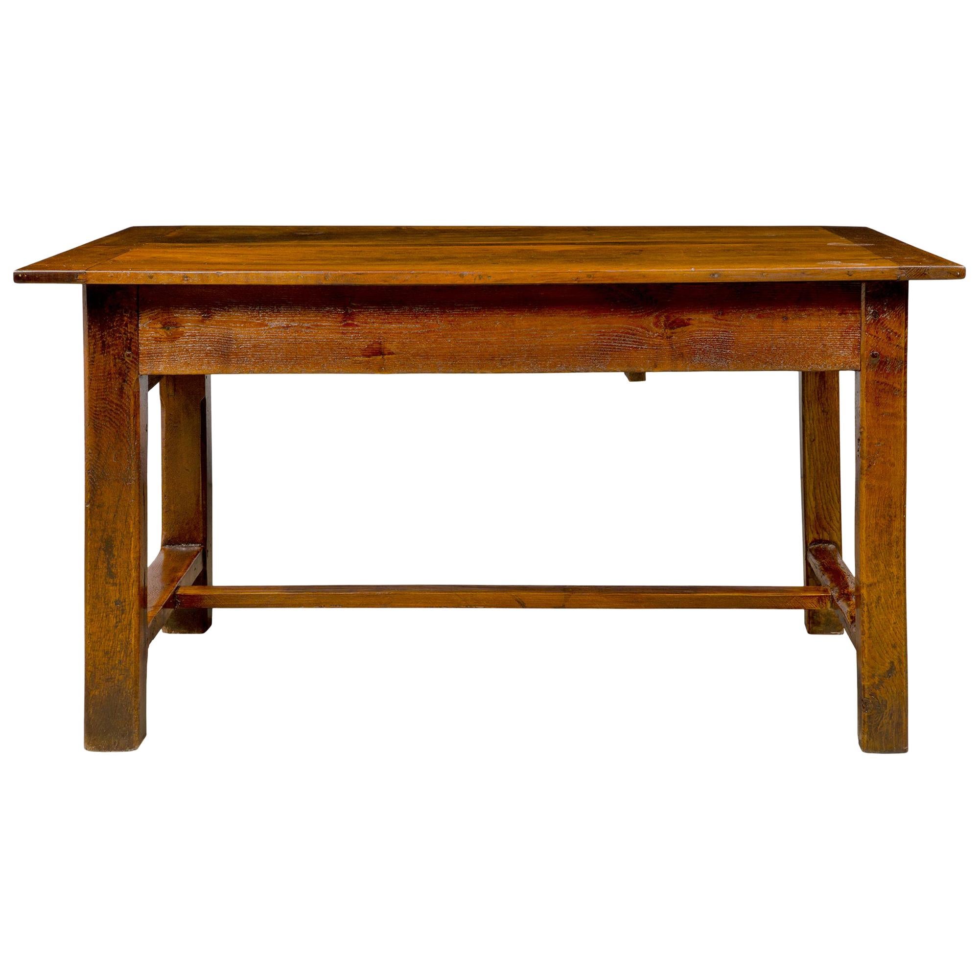 Country French 18th Century Solid Oak Center/Utility Table For Sale