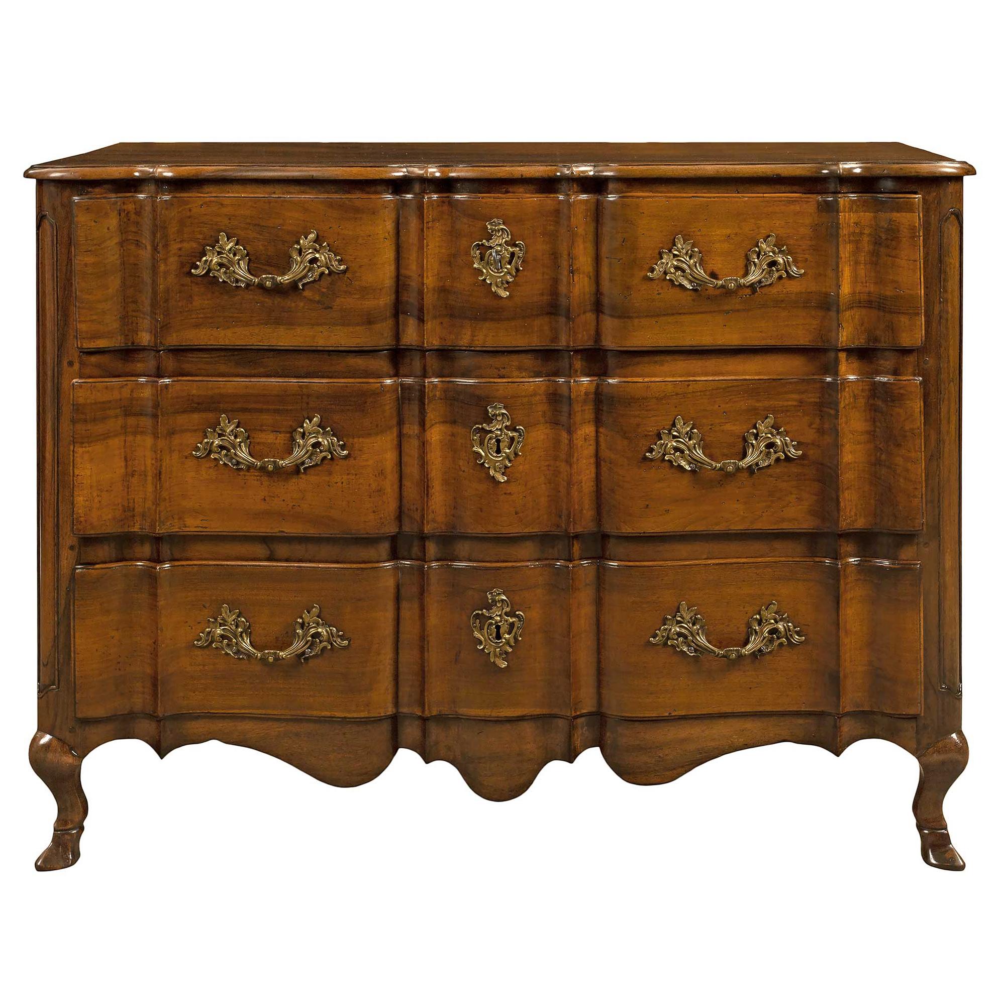 Country French 18th Century Walnut Three-Drawer Commode For Sale