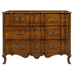 Antique Country French 18th Century Walnut Three-Drawer Commode